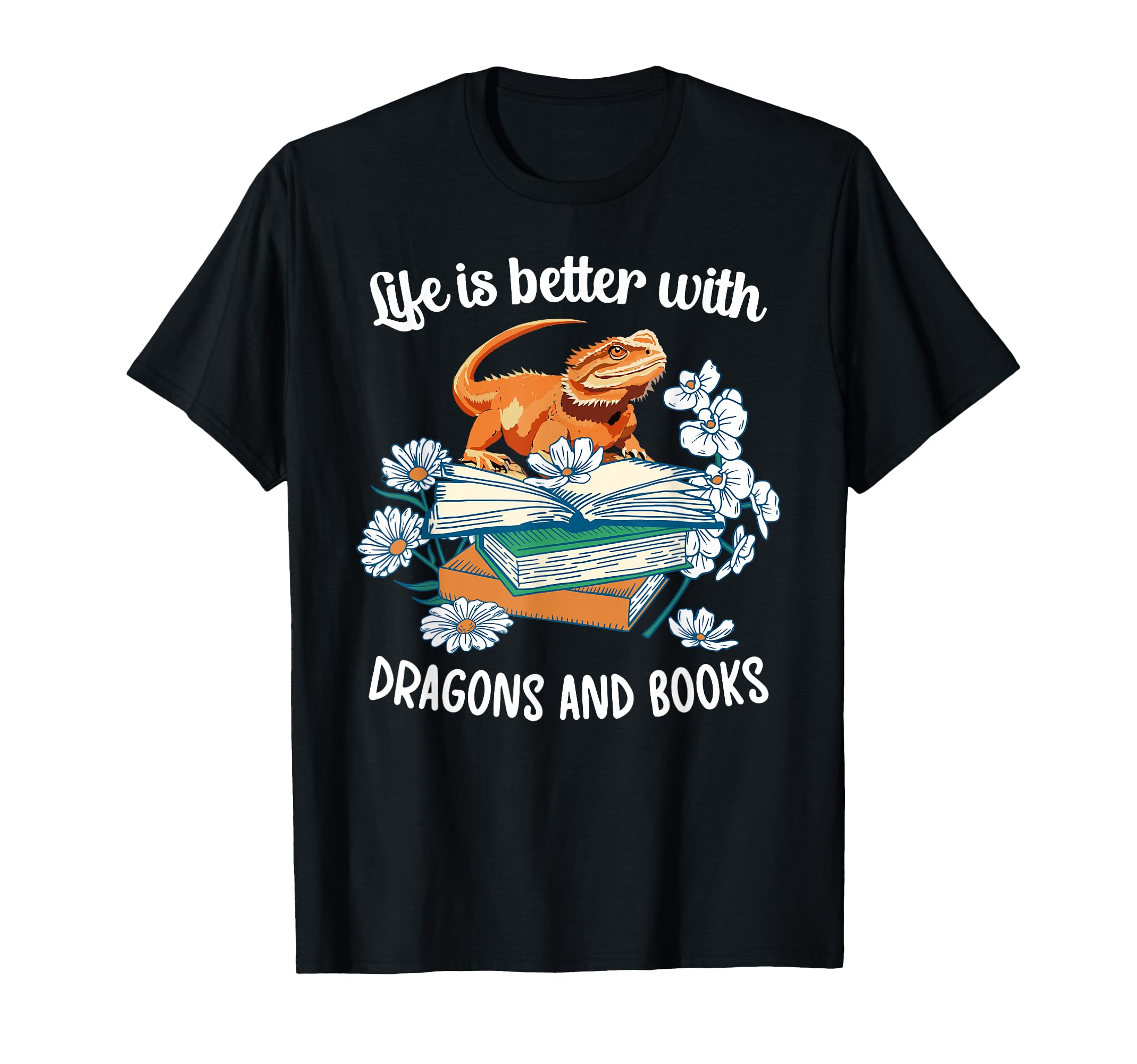 Dragons And Books Bearded Dragon T-Shirt - Streetwear Style for Adults - T-Shirt, Sweatshirt, Hoodie