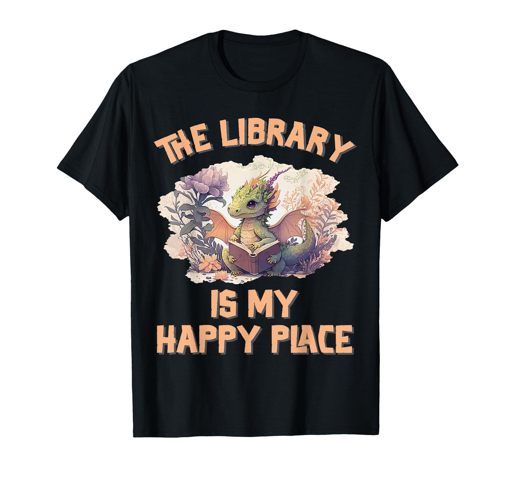 Library Is My Happy Place Dragon T-Shirt - Custom Art Print Men Women - T-Shirt, Sweatshirt, Hoodie