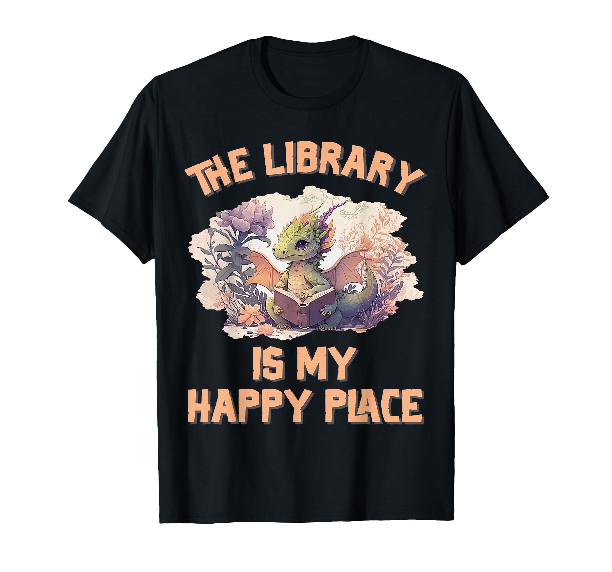 Library Is My Happy Place Dragon T-Shirt - Custom Art Print Men Women - T-Shirt, Sweatshirt, Hoodie