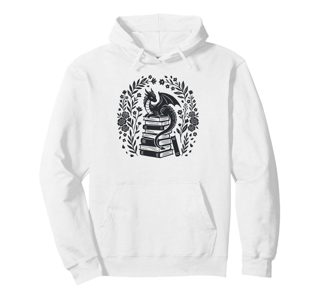 Dragon Sitting Books Book Readers Hoodie - Fun Novelty Design for Adults - T-Shirt, Sweatshirt, Hoodie