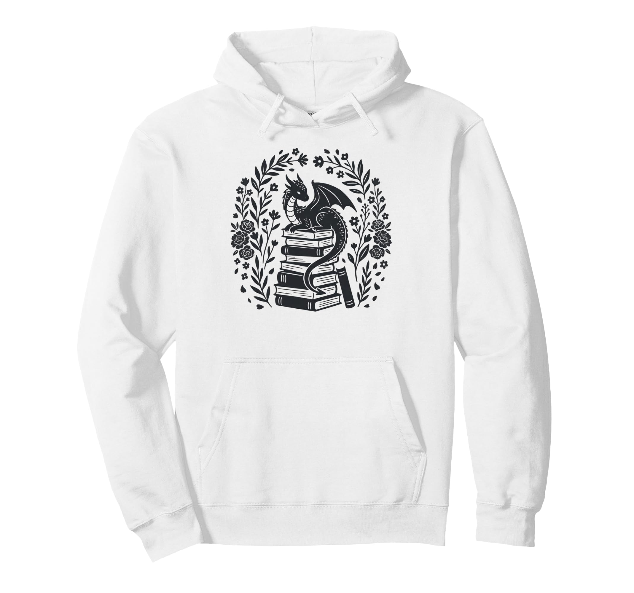 Dragon Sitting Books Book Readers Hoodie - Fun Novelty Design for Adults - T-Shirt, Sweatshirt, Hoodie