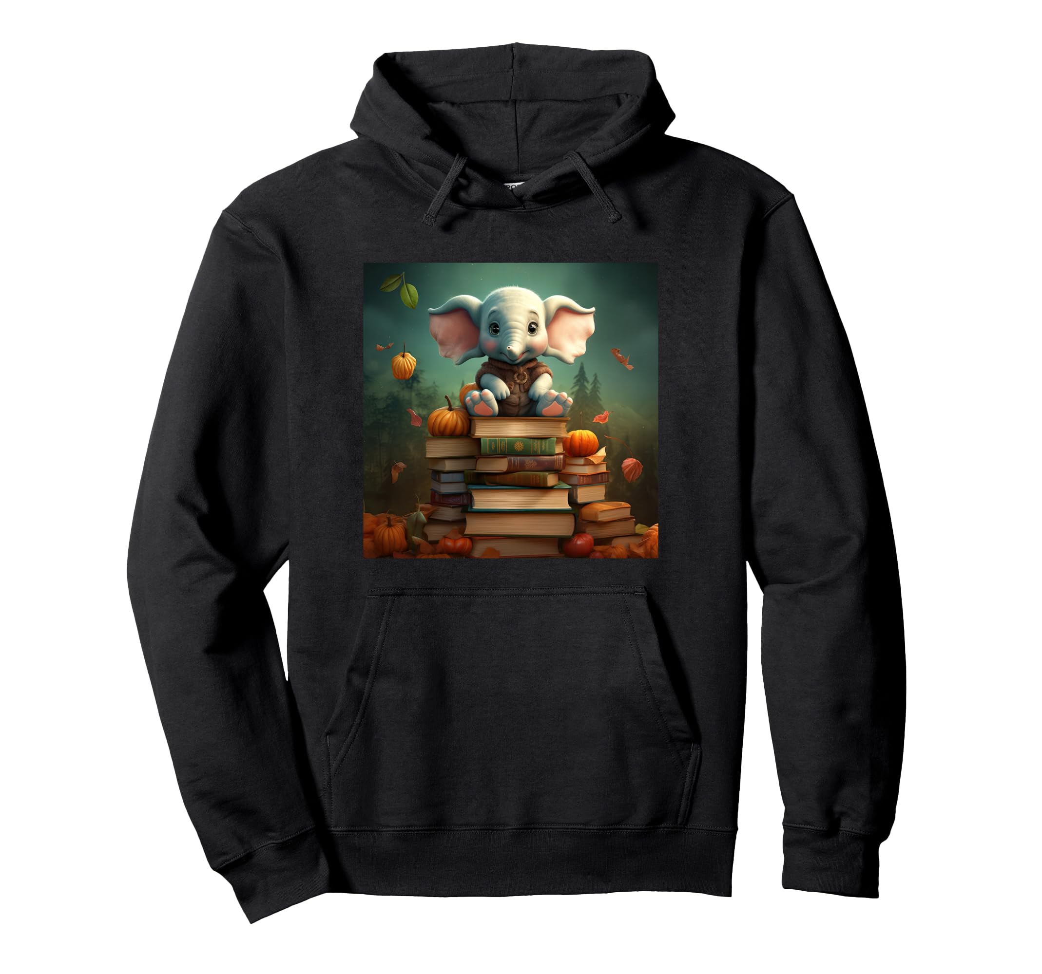 Book Nerd Elephant Reading Book Lover Hoodie - Graphic Print for Adults - T-Shirt, Sweatshirt, Hoodie