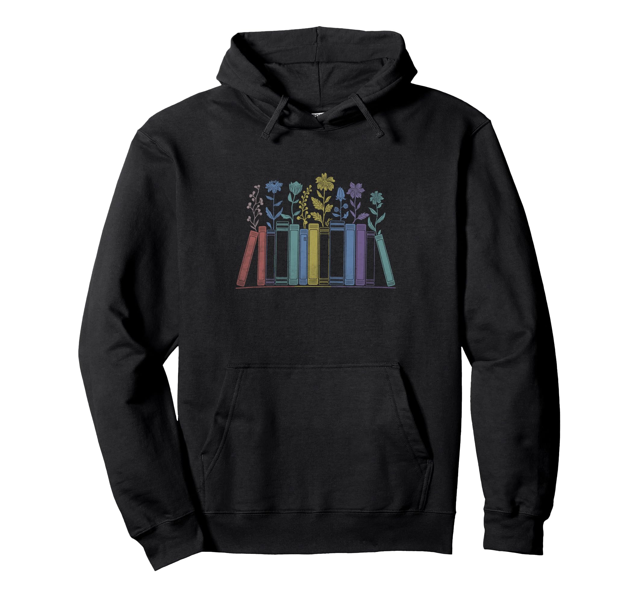 Bookshelf Books Flowers Book Reading Hoodie - Custom Art Print for Adults - T-Shirt, Sweatshirt, Hoodie