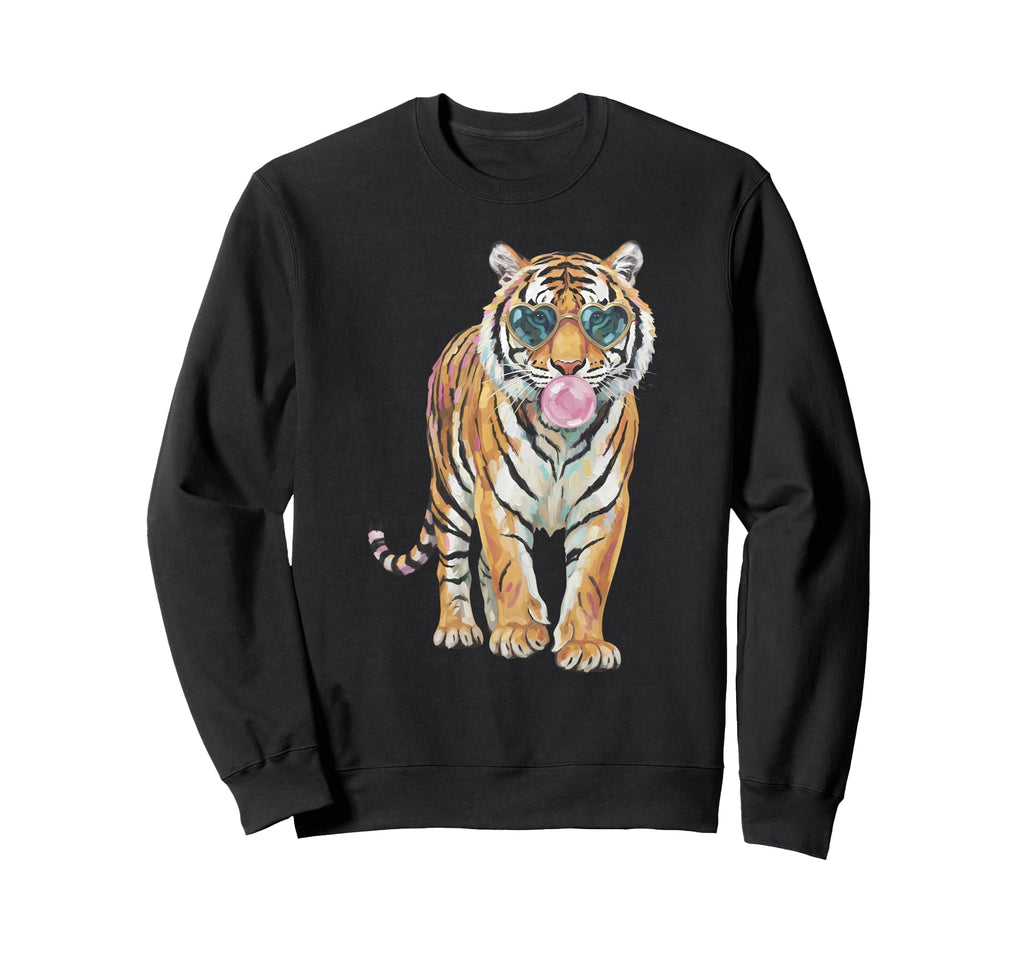 Preppy Funny Sunglasses Tiger Sweatshirt - Unique Graphic for Adults - T-Shirt, Sweatshirt, Hoodie