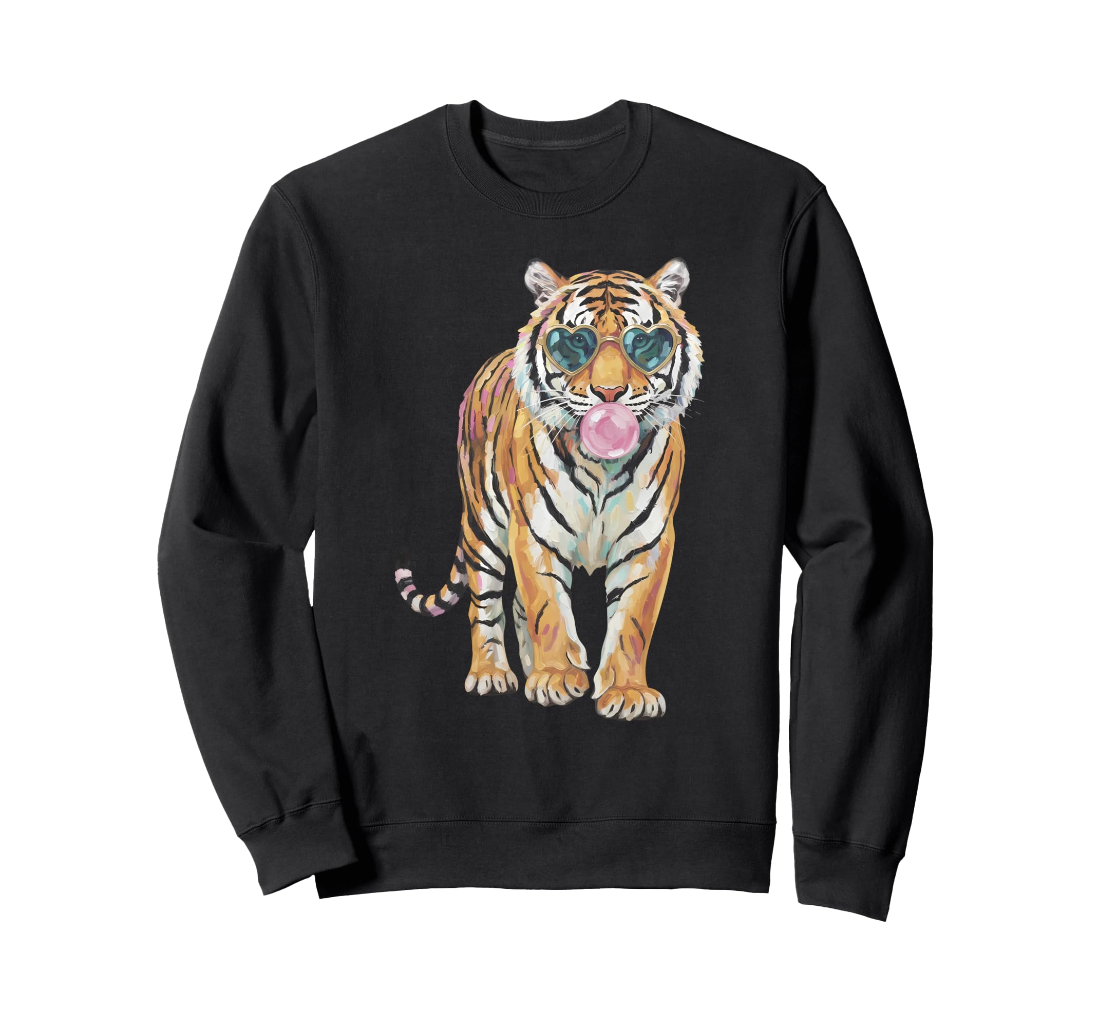 Preppy Funny Sunglasses Tiger Sweatshirt - Unique Graphic for Adults - T-Shirt, Sweatshirt, Hoodie