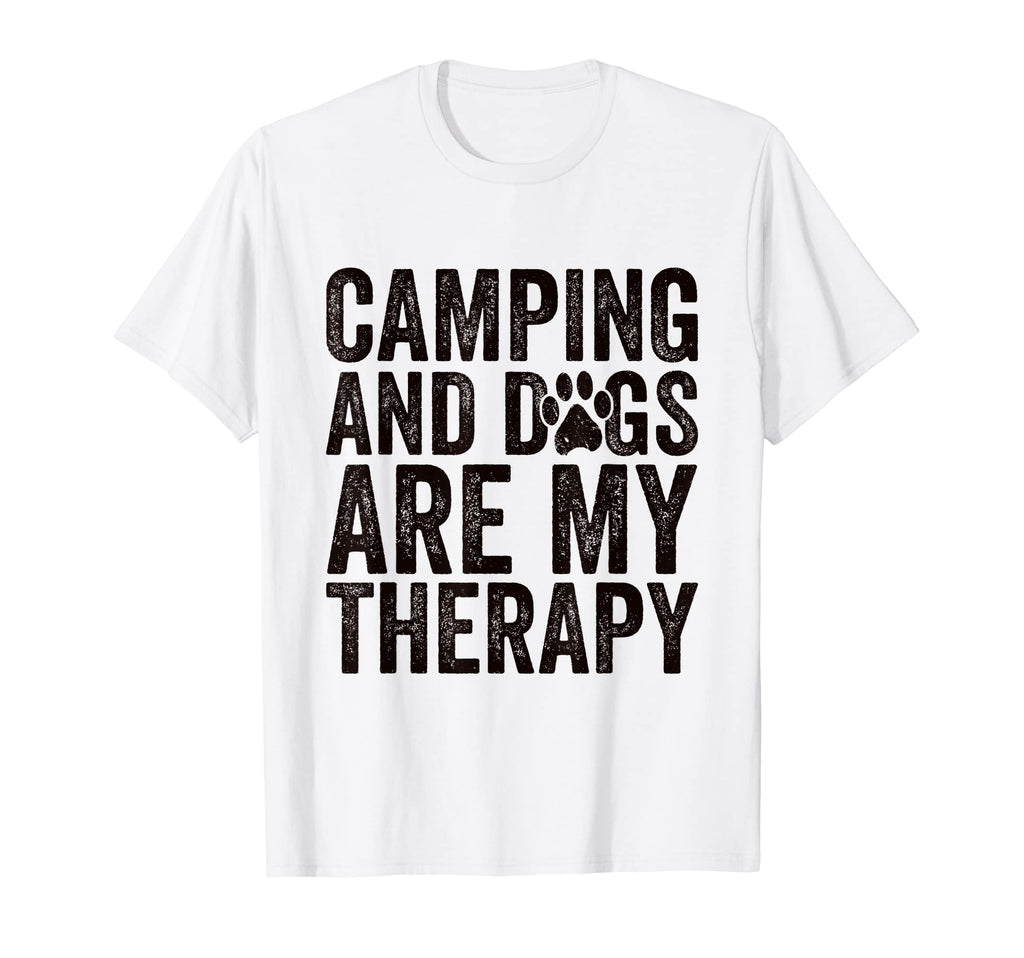 Camping And Dogs Are My Therapy T-Shirt - Minimalist Print Men Women - T-Shirt, Sweatshirt, Hoodie