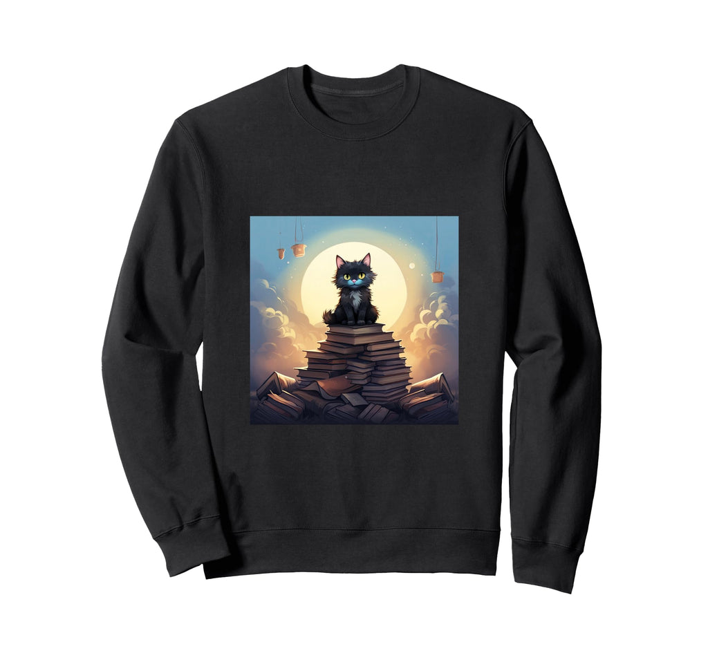 Book Nerd Cat Reading Library Sweatshirt - Unique Graphic Men Women - T-Shirt, Sweatshirt, Hoodie