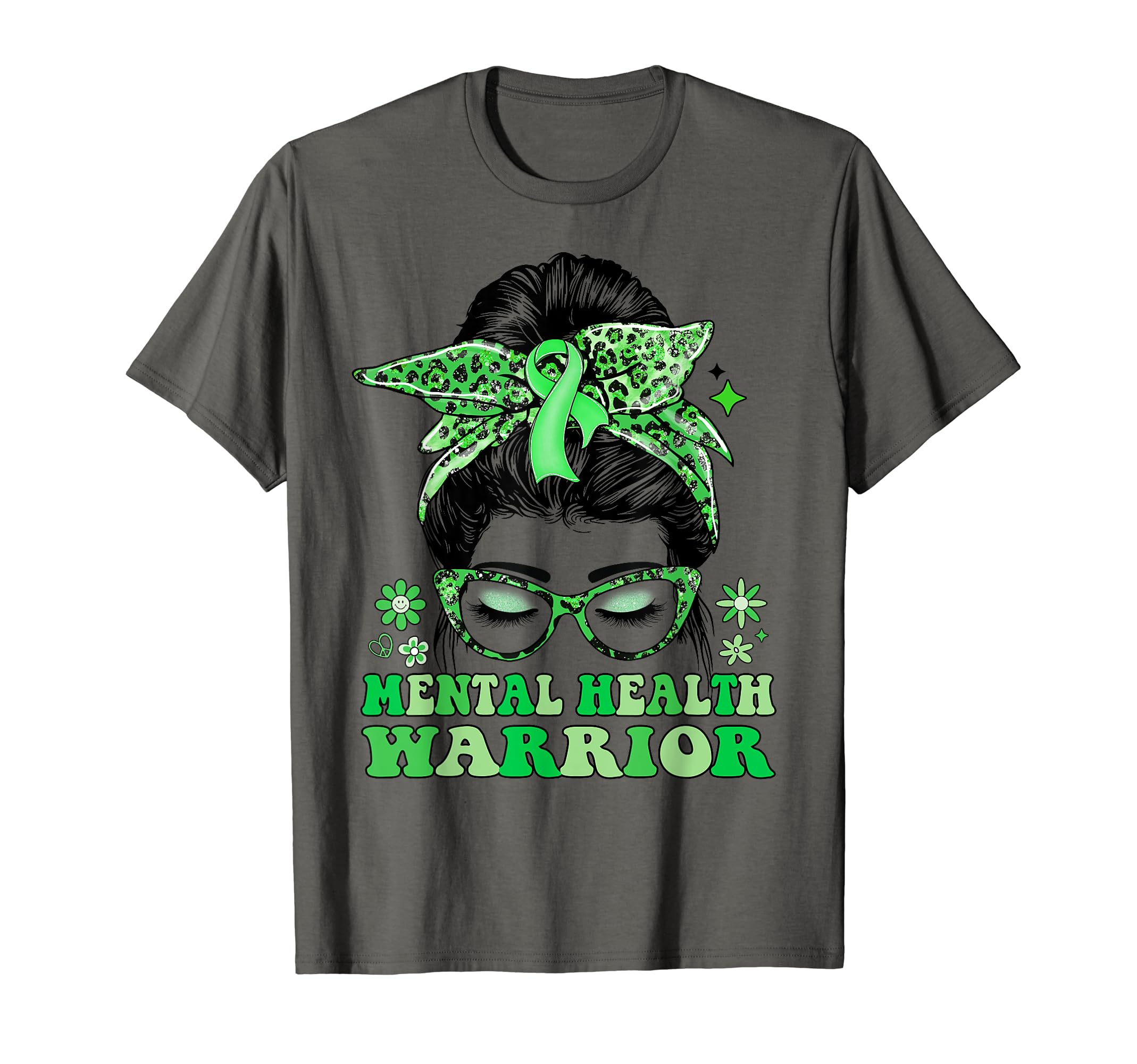 Groovy Messy Bun Leopard Green T-Shirt - Fun Novelty Design Men Women - T-Shirt, Sweatshirt, Hoodie