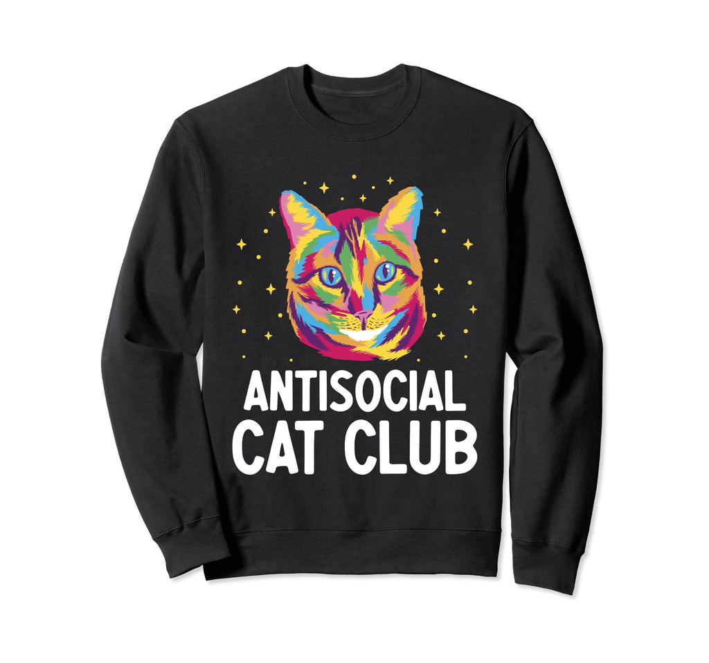 Antisocial Cat Club Introvert Sweatshirt - Fun Novelty Design Men Women - T-Shirt, Sweatshirt, Hoodie