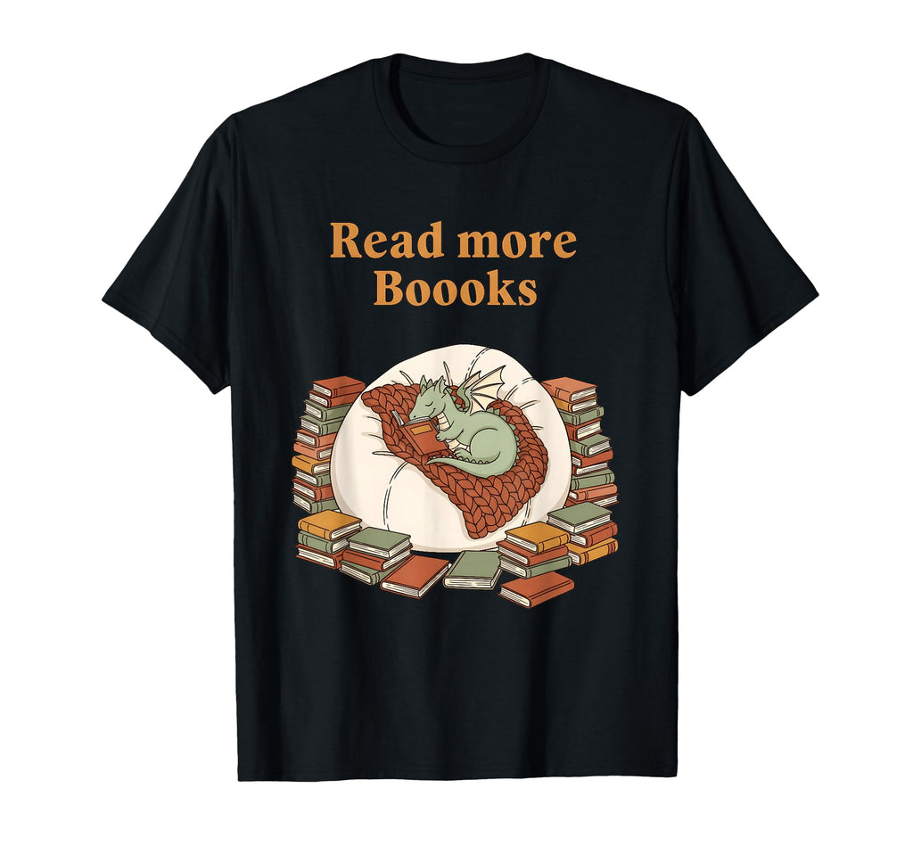 Read More Booooks Dragon Cozy Reading T-Shirt - Custom Art Print Unisex - T-Shirt, Sweatshirt, Hoodie