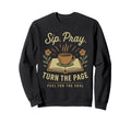 Sip Pray Turn Page Coffee Book Sweatshirt - Minimalist Print for Adults - T-Shirt, Sweatshirt, Hoodie