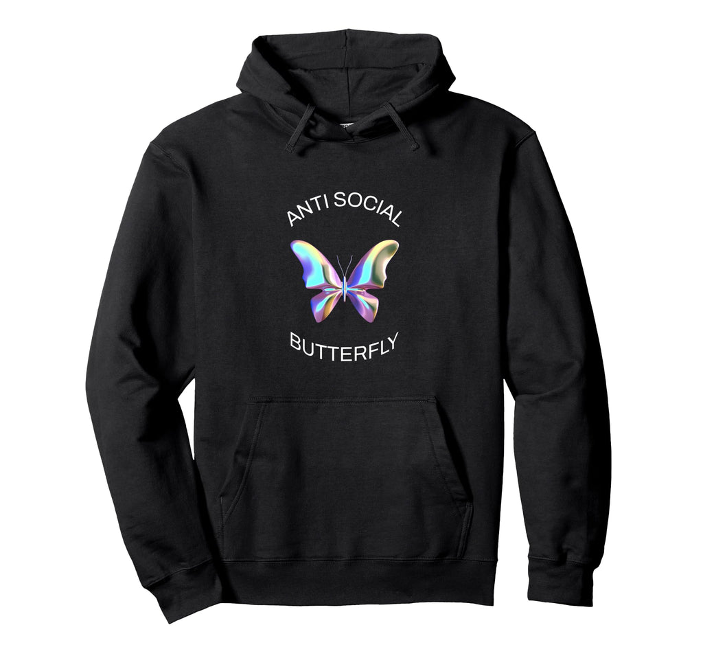 Anti Social Butterfly Introverts Hoodie - Trendy Graphic for Adults - T-Shirt, Sweatshirt, Hoodie