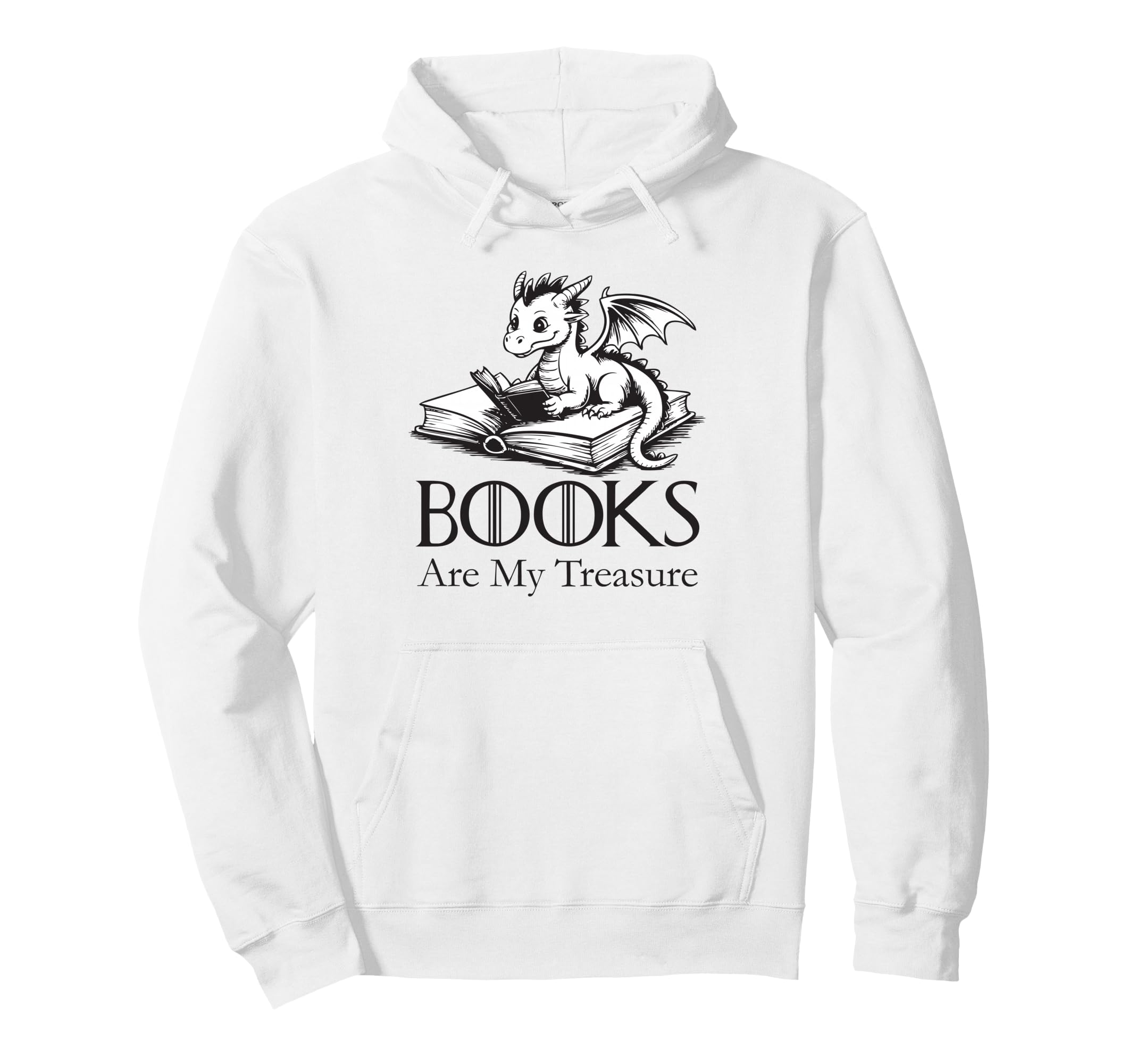 Books Are My Treasure Dragon Reading Hoodie - Streetwear Style for Adults - T-Shirt, Sweatshirt, Hoodie