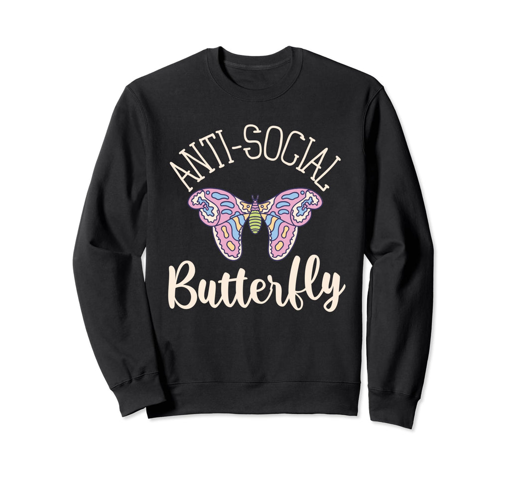 Anti Social Butterfly Gen Z Kawaii Sweatshirt - Custom Art Print Unisex - T-Shirt, Sweatshirt, Hoodie