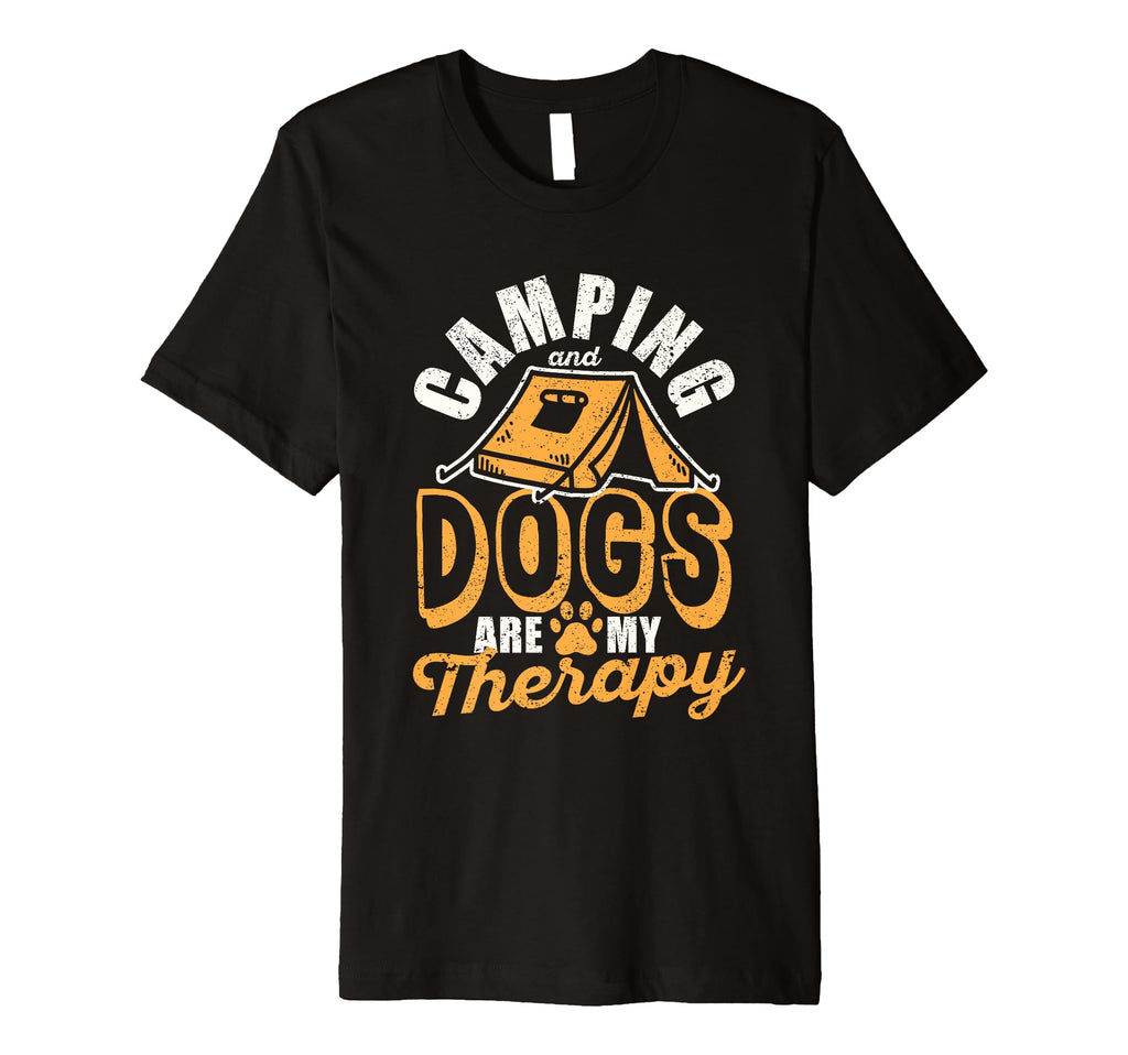 Camping And Dogs Are My Therapy Camp T-Shirt - Trendy Graphic for Adults - T-Shirt, Sweatshirt, Hoodie