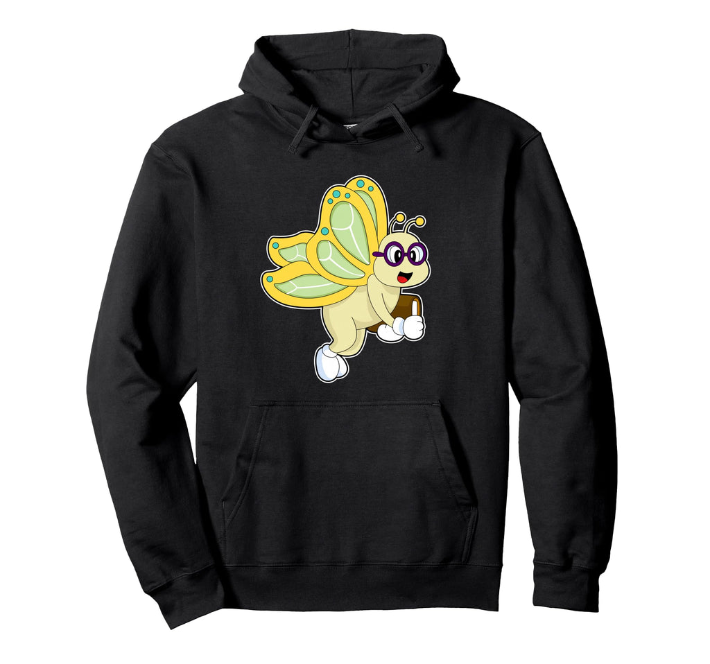 Butterfly Nerd Book Glasses Hoodie - Unique Graphic Men Women - T-Shirt, Sweatshirt, Hoodie