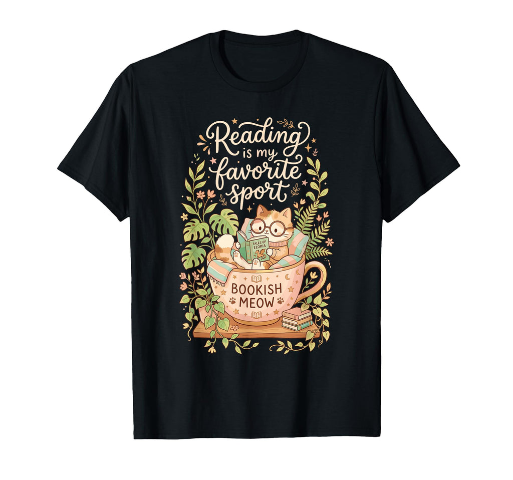 Cozy Cat Sleeping Books Coffee Reader T-Shirt - Trendy Graphic Unisex - T-Shirt, Sweatshirt, Hoodie