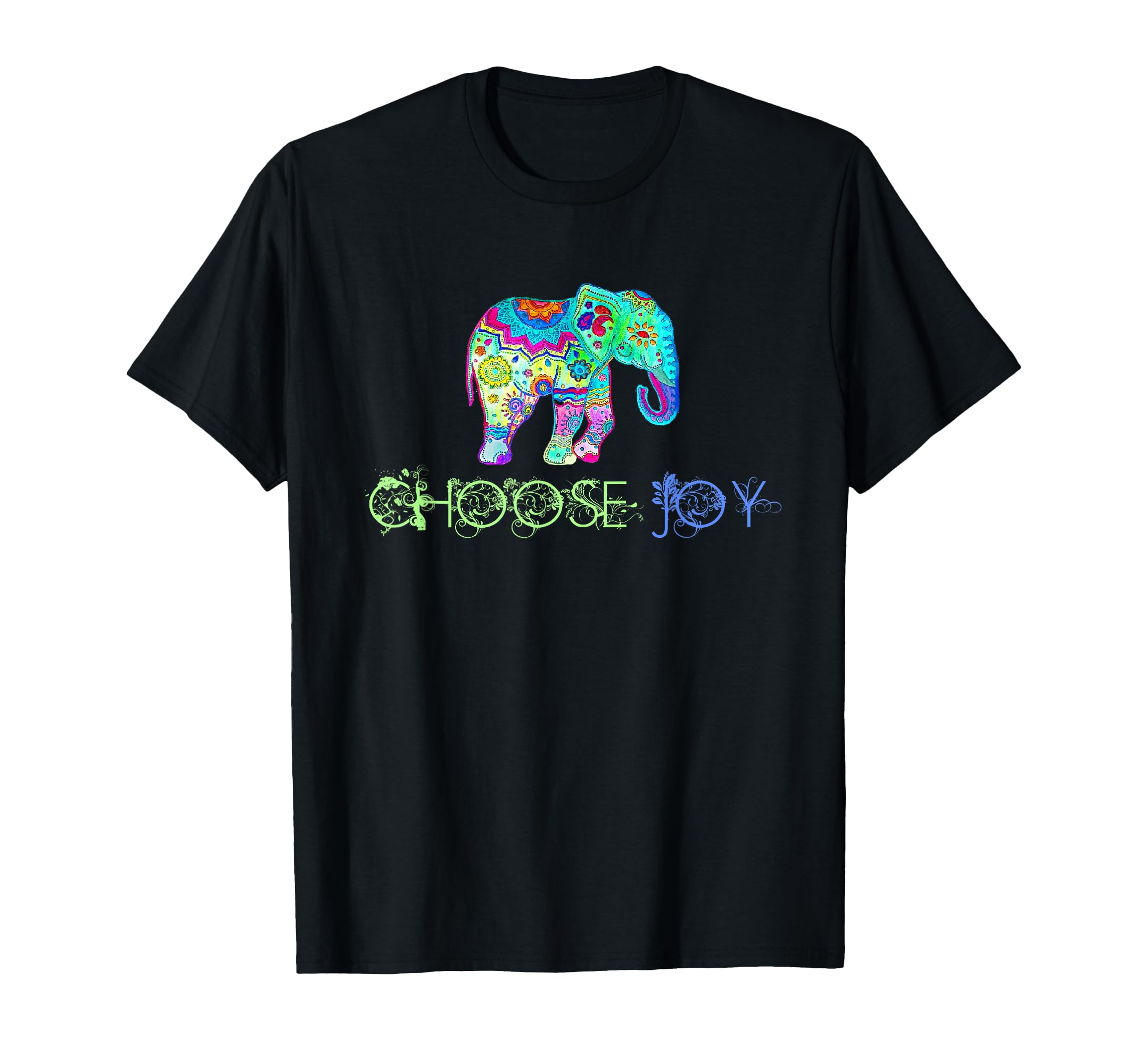Choose Joy Elephant Mandala Gifts T-Shirt - Graphic Print for Adults - T-Shirt, Sweatshirt, Hoodie