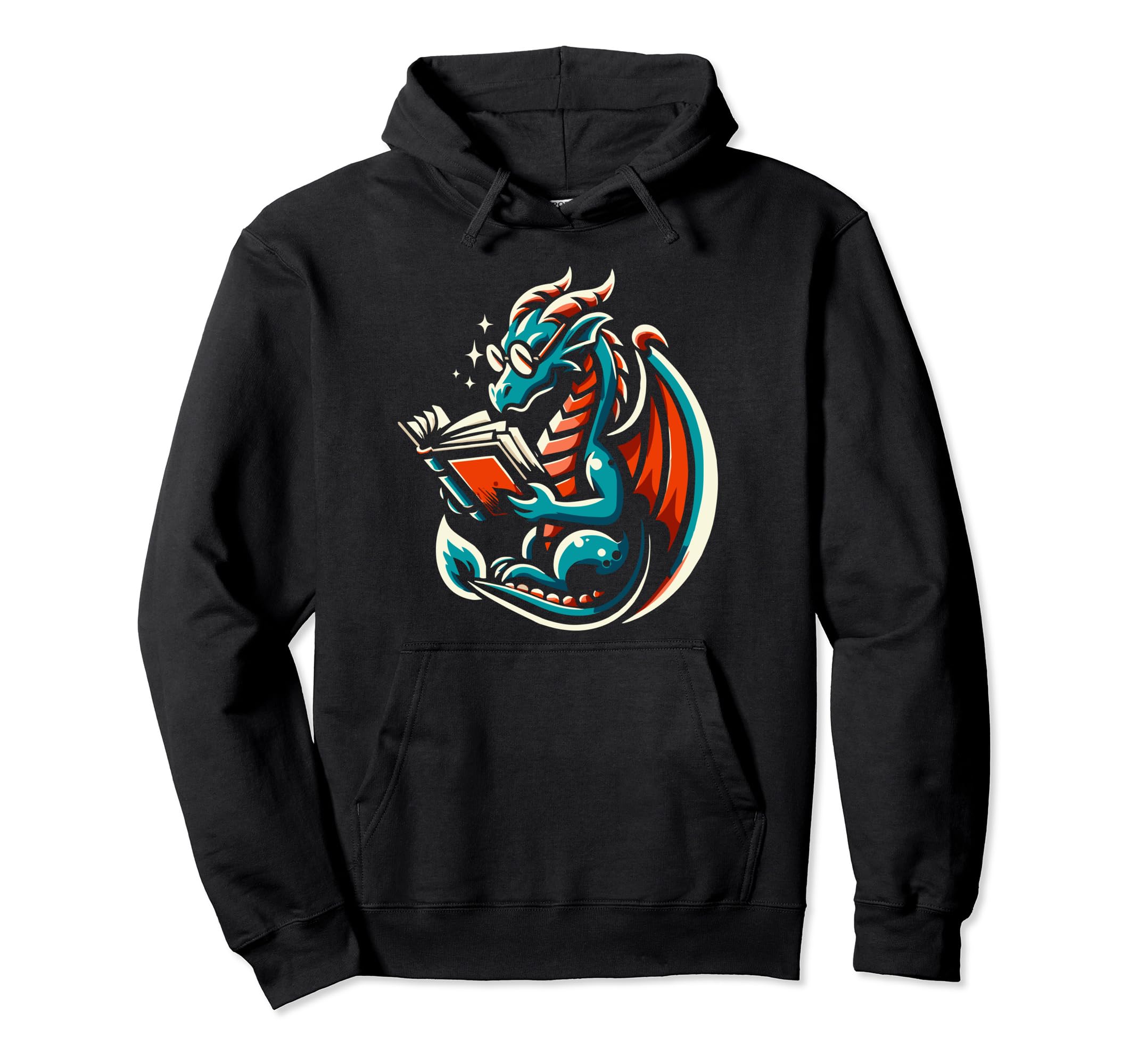 Dragon Reading Book Dragon Enthusiast Hoodie - Streetwear Style for Adults - T-Shirt, Sweatshirt, Hoodie