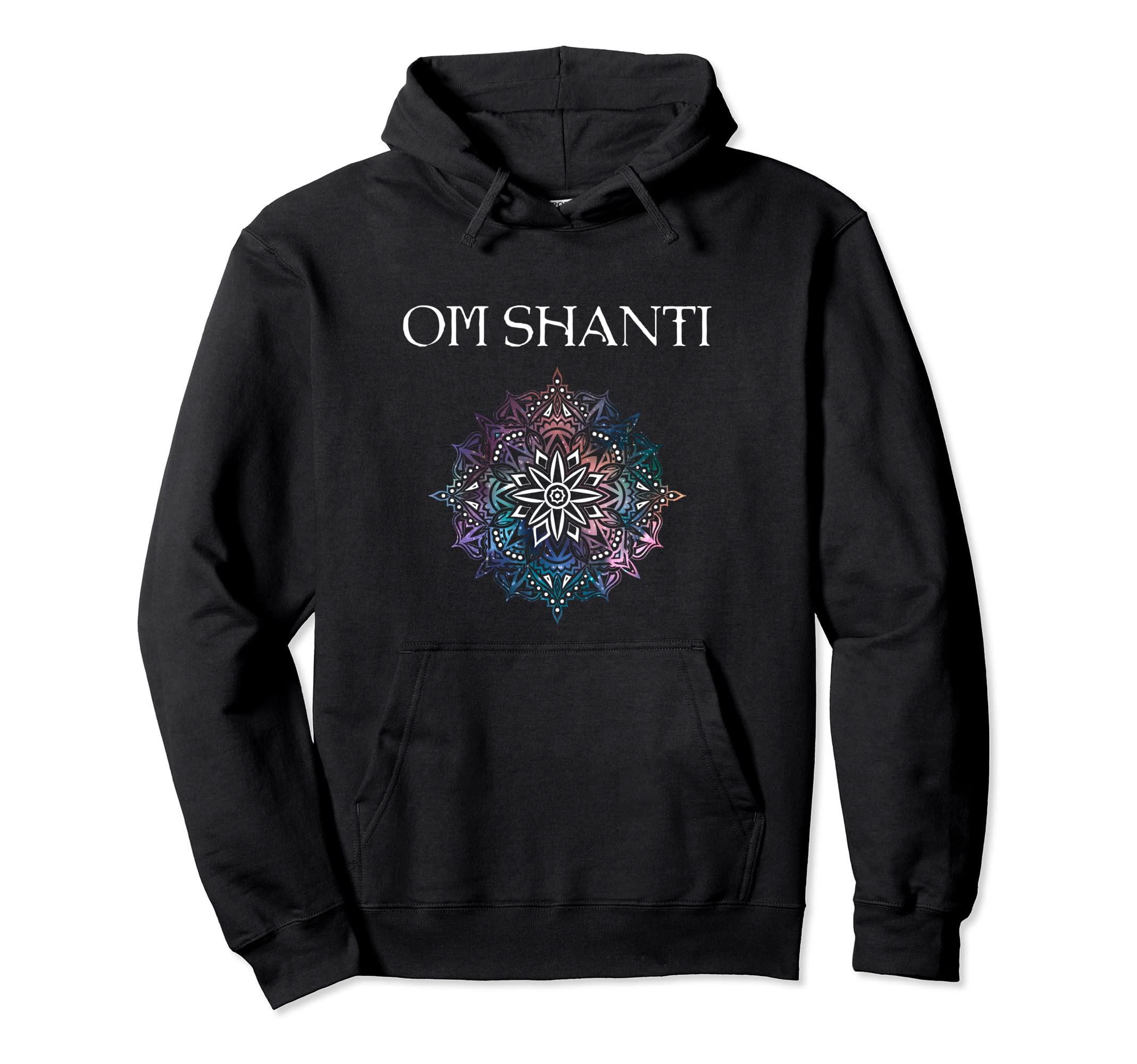 Om Shanti Colorful Mandala Geometry Hoodie - Trendy Graphic Unisex - T-Shirt, Sweatshirt, Hoodie
