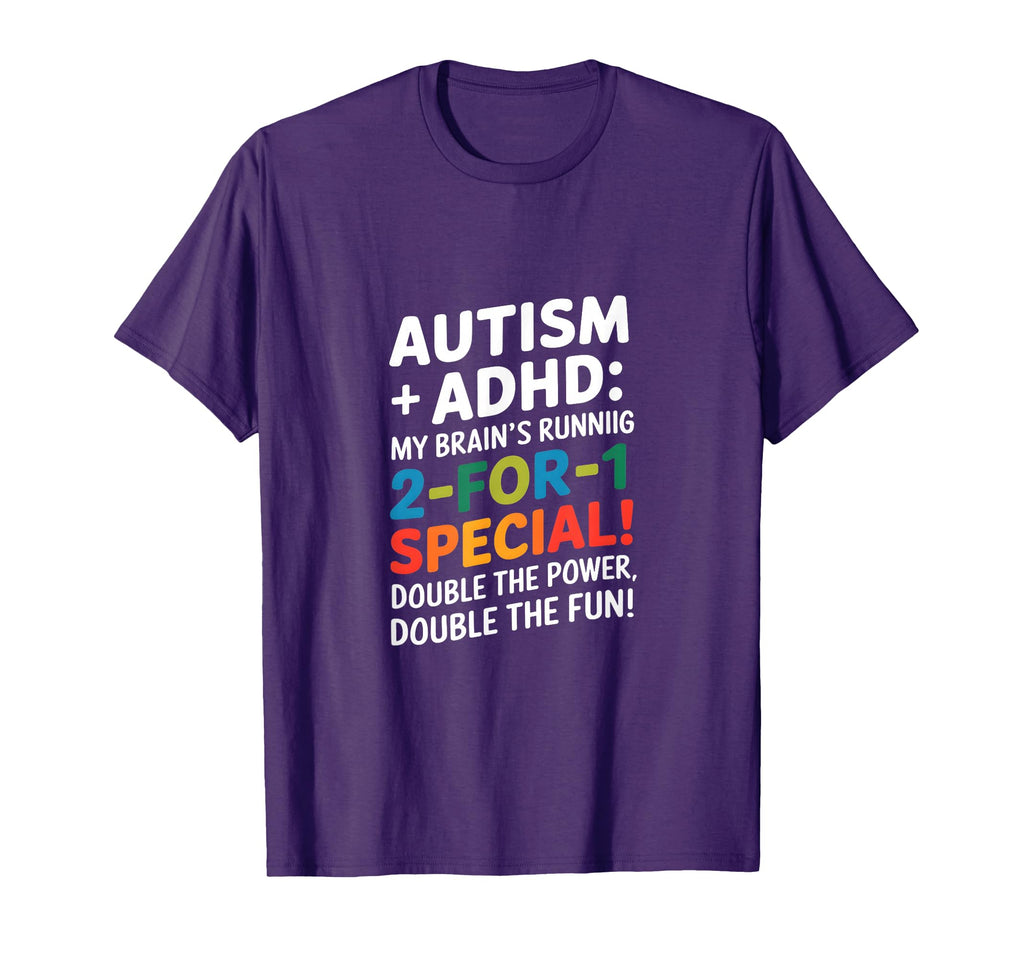 Double Fun Autism Adhd Brains Running 2 T-Shirt - Streetwear Style Unisex - T-Shirt, Sweatshirt, Hoodie