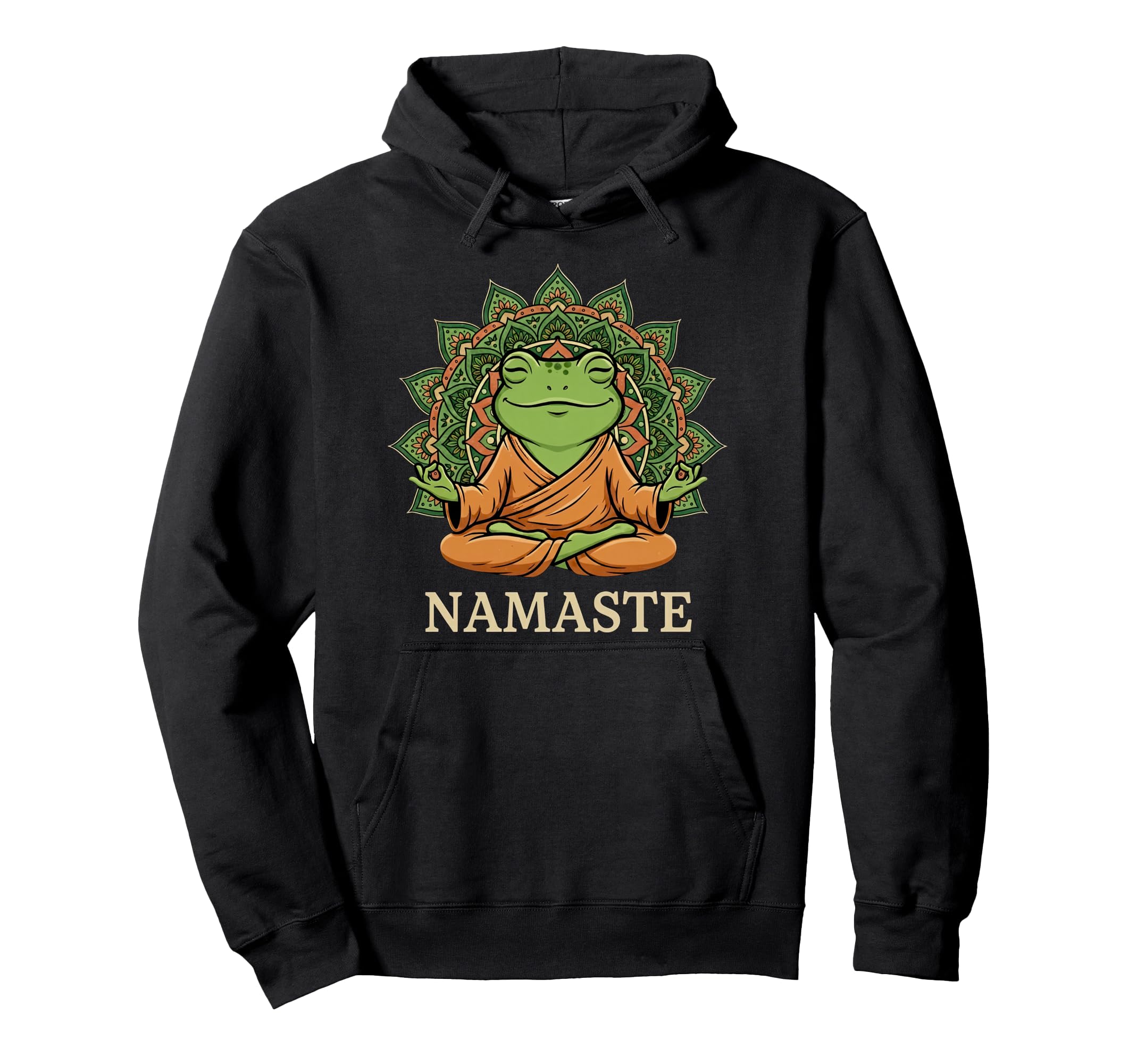 Meditating Frog Buddha Namaste Mandala Zen Hoodie - Unique Graphic Unisex - T-Shirt, Sweatshirt, Hoodie