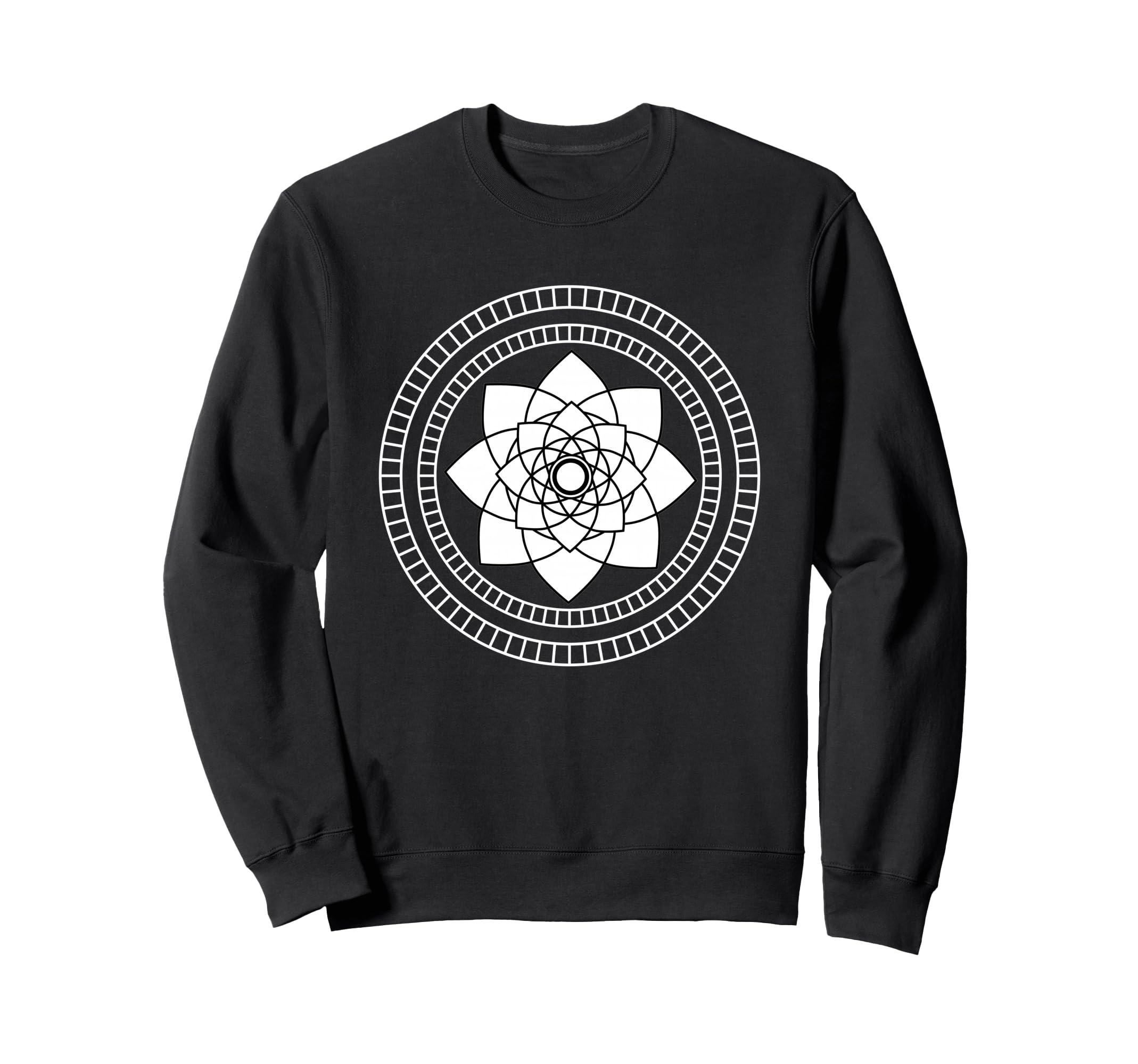 Sacred Flower Life Black And White Sweatshirt - Aesthetic Graphic Unisex - T-Shirt, Sweatshirt, Hoodie