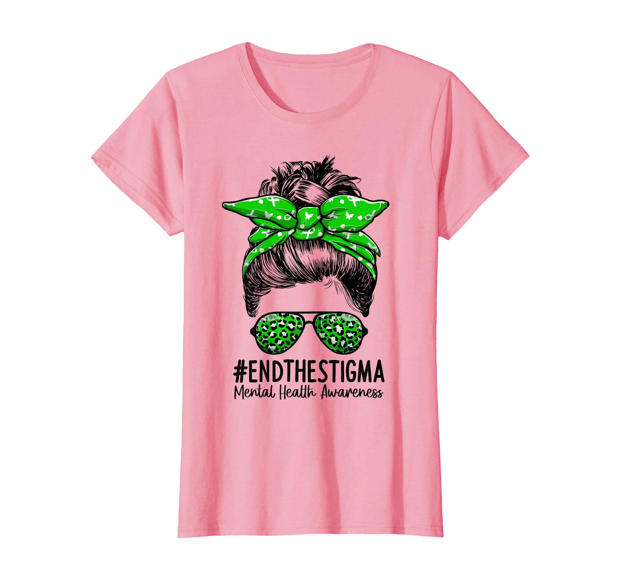 End Stigma Messy Bun Mental Health T-Shirt - Unique Graphic Unisex - T-Shirt, Sweatshirt, Hoodie