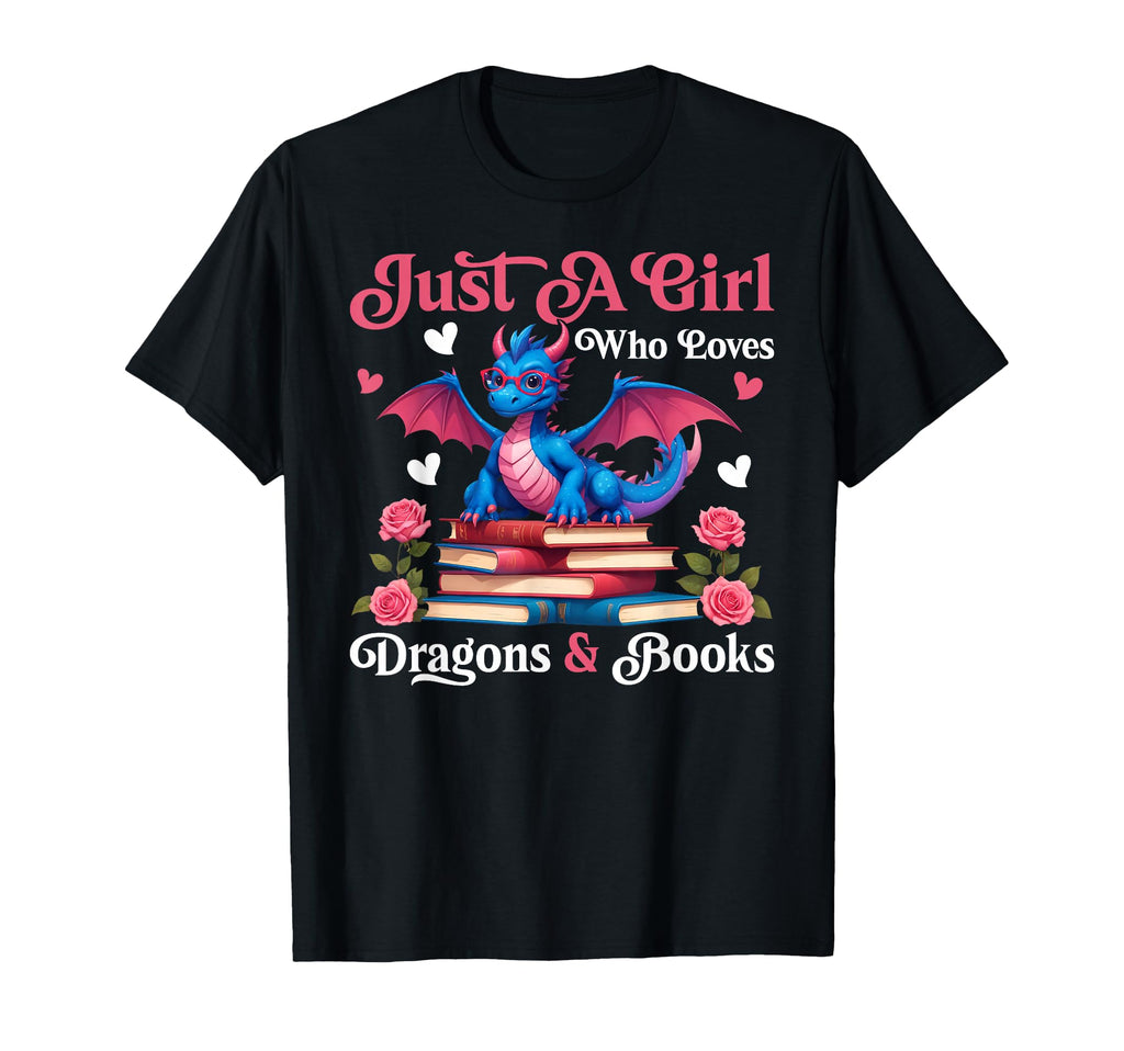 Floral Just Who Loves Dragons And Books T-Shirt - Novelty Apparel Men Women - T-Shirt, Sweatshirt, Hoodie