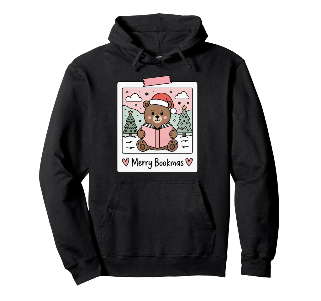 Merry Bookmas Book Lover Hoodie - Graphic Print Men Women - T-Shirt, Sweatshirt, Hoodie