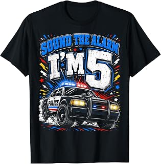 5th Birthday Police Car Police Officer 5 Year Old Boy Gifts T-Shirt Unisex T-shirt, Sweatshirt, Hoodie, Long Sleeve Tee - T-Shirt, Sweatshirt, Hoodie