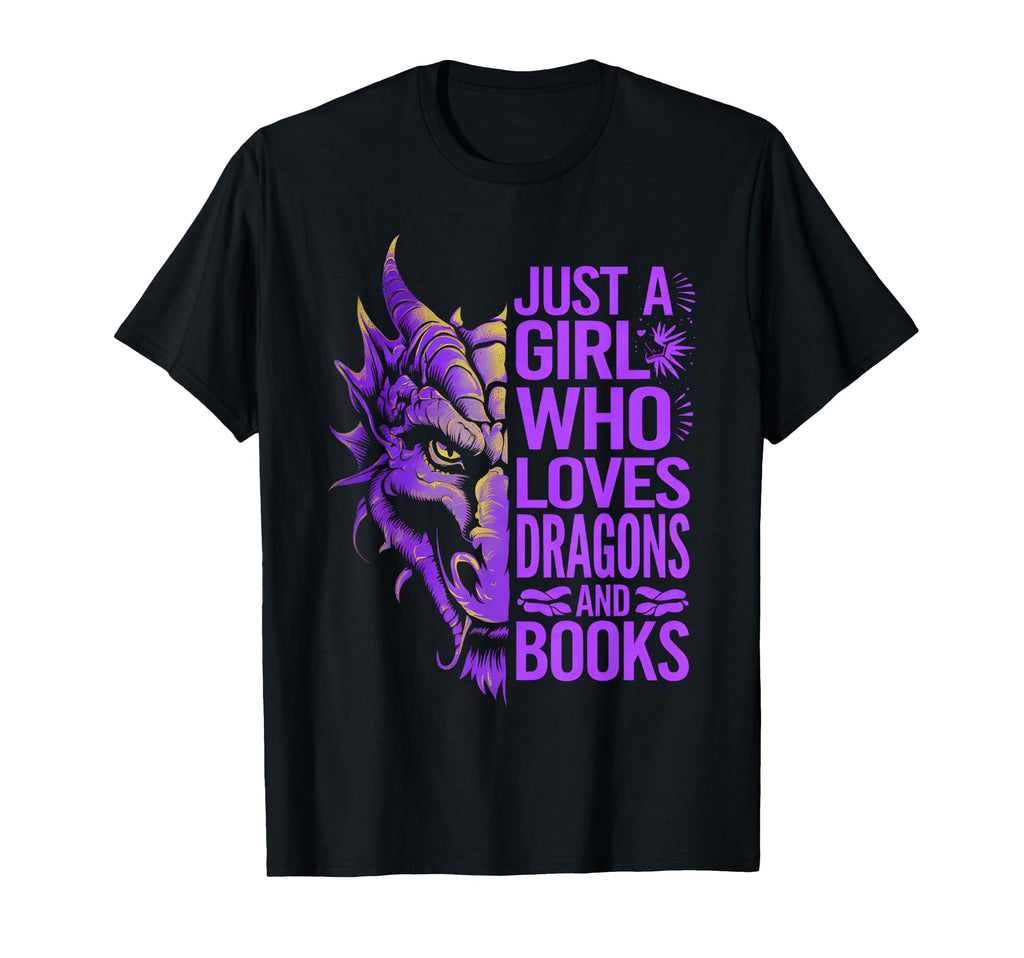 Just Who Loves Dragons And Books T-Shirt - Casual Everyday Wear for Adults - T-Shirt, Sweatshirt, Hoodie