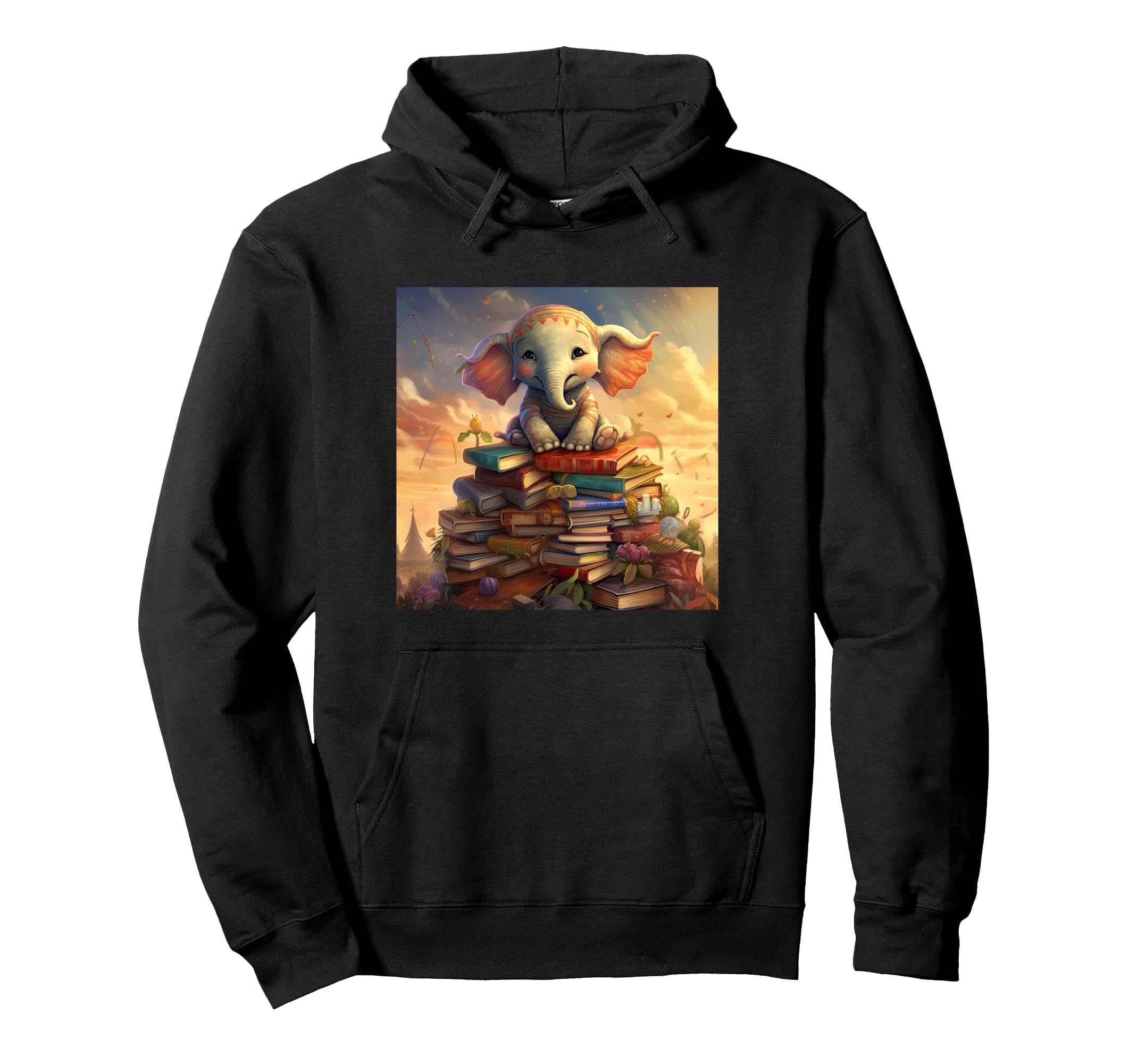 Book Nerd Elephant Reading Book Lover Hoodie - Minimalist Print for Adults - T-Shirt, Sweatshirt, Hoodie