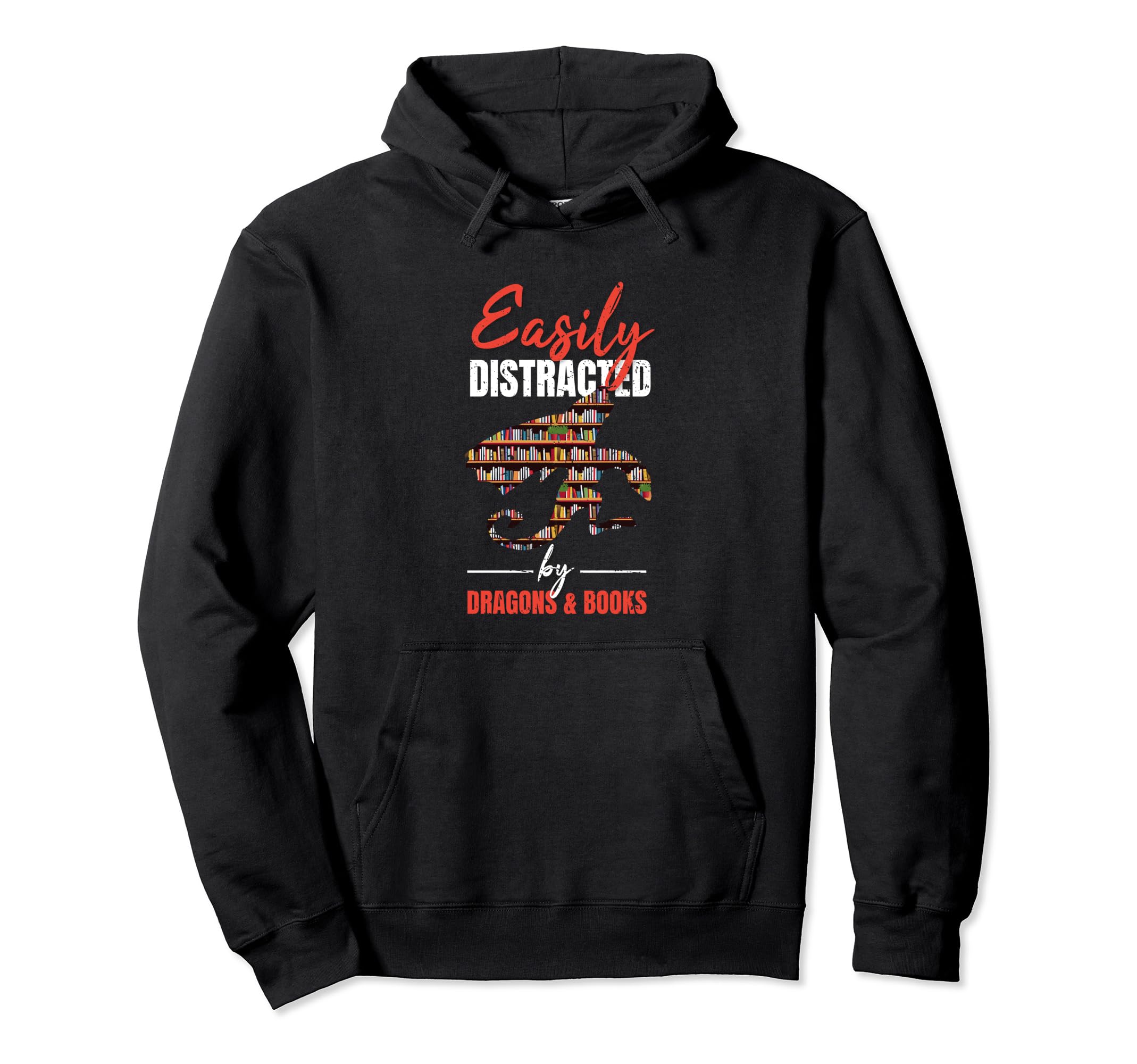 Easily Distracted Dragons And Books Hoodie - Aesthetic Graphic Men Women - T-Shirt, Sweatshirt, Hoodie