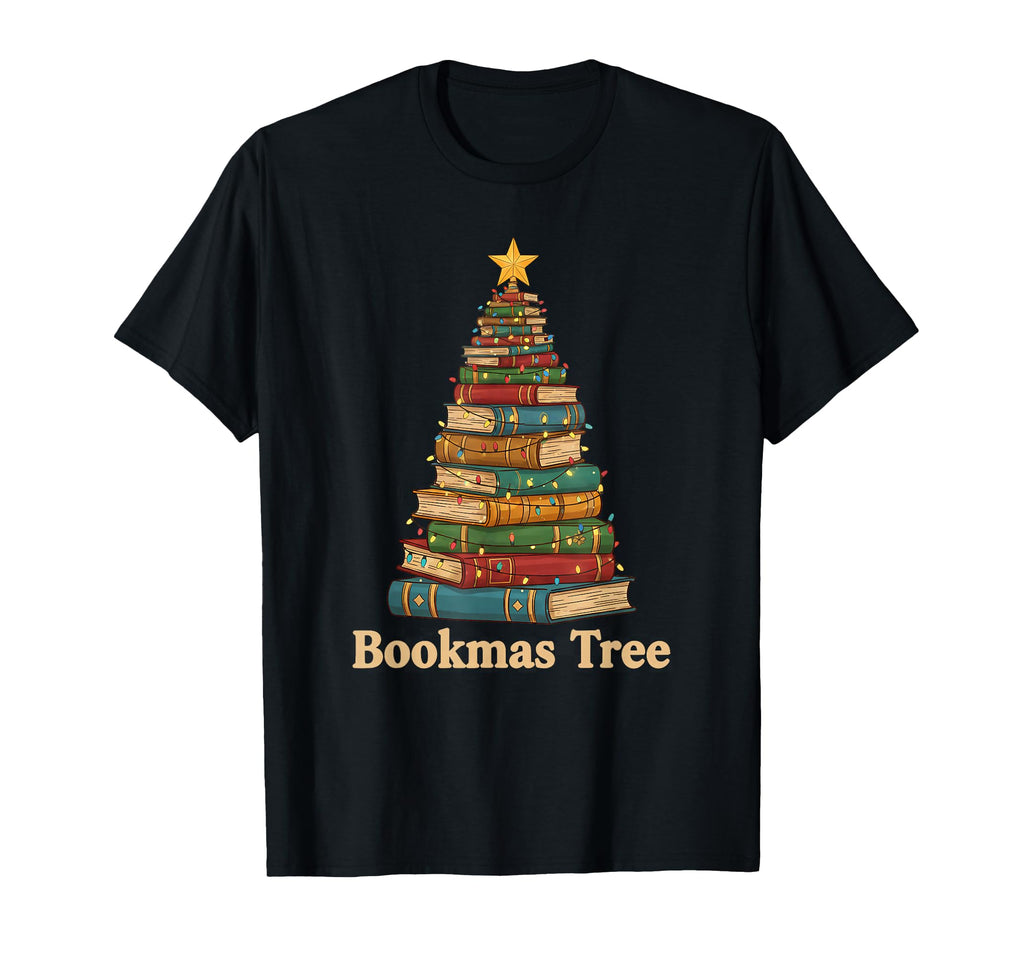 Book Tree Lights Book Lover Nerd Geek T-Shirt - Minimalist Print Unisex - T-Shirt, Sweatshirt, Hoodie
