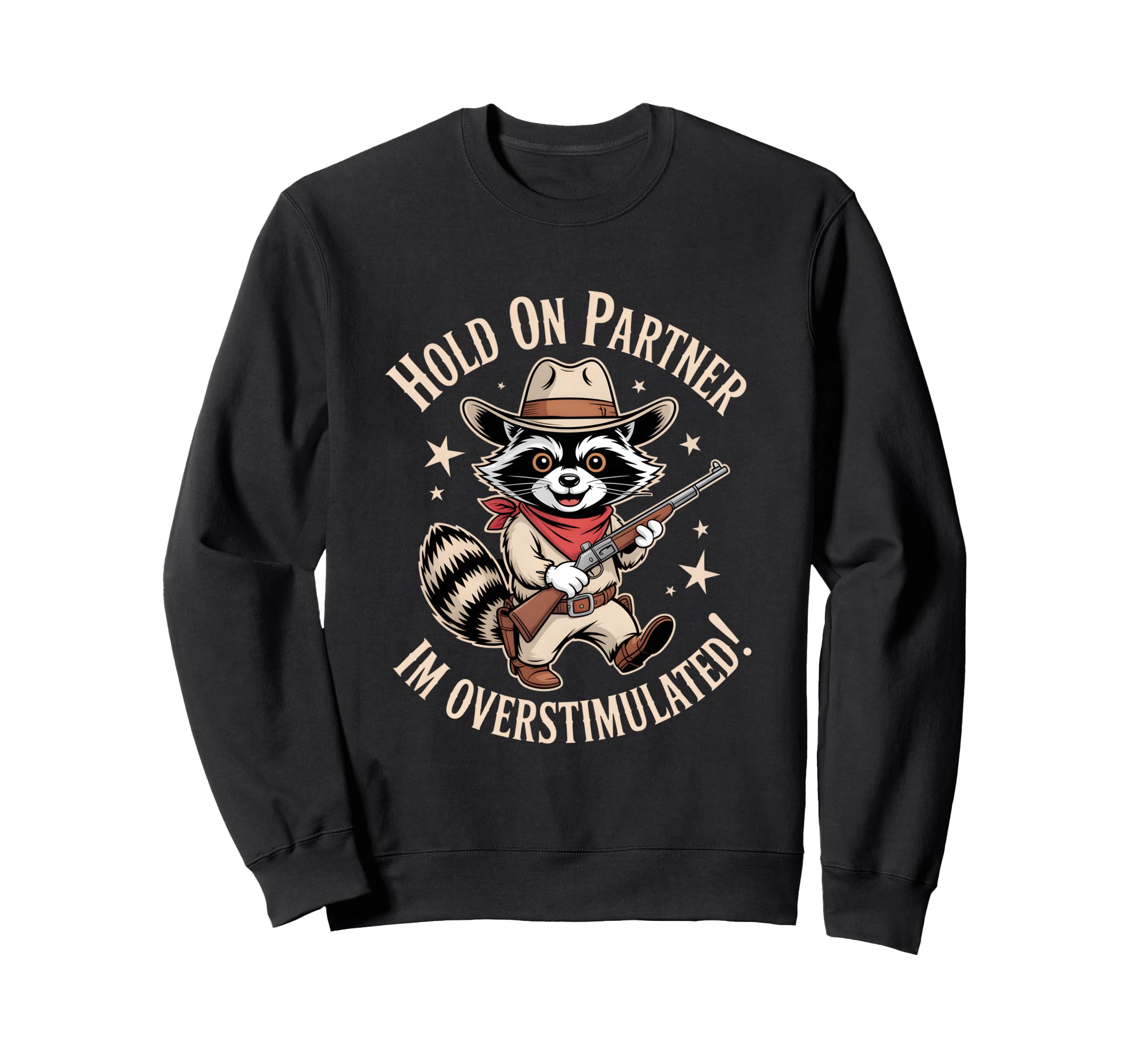 Funny Overstimulated Raccoon Sweatshirt - Casual Everyday Wear Men Women - T-Shirt, Sweatshirt, Hoodie