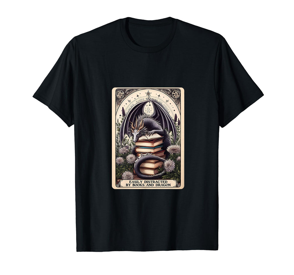 Easily Distracted Books And Dragon T-Shirt - Graphic Print Unisex - T-Shirt, Sweatshirt, Hoodie