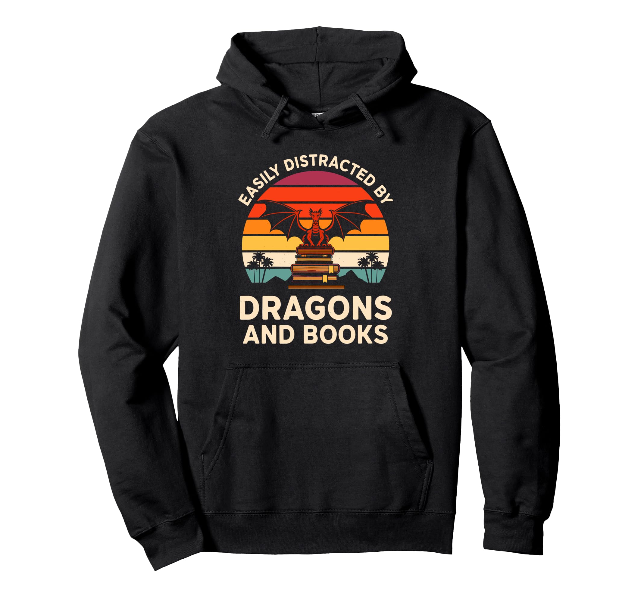 Easily Distracted Dragons And Books Hoodie - Unique Graphic Men Women - T-Shirt, Sweatshirt, Hoodie