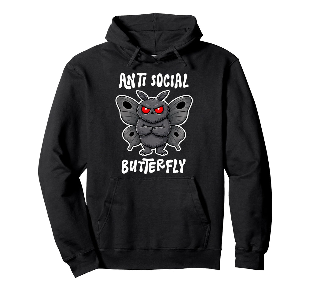 Anti Social Butterfly Funny Introvert Hoodie - Novelty Apparel for Adults - T-Shirt, Sweatshirt, Hoodie