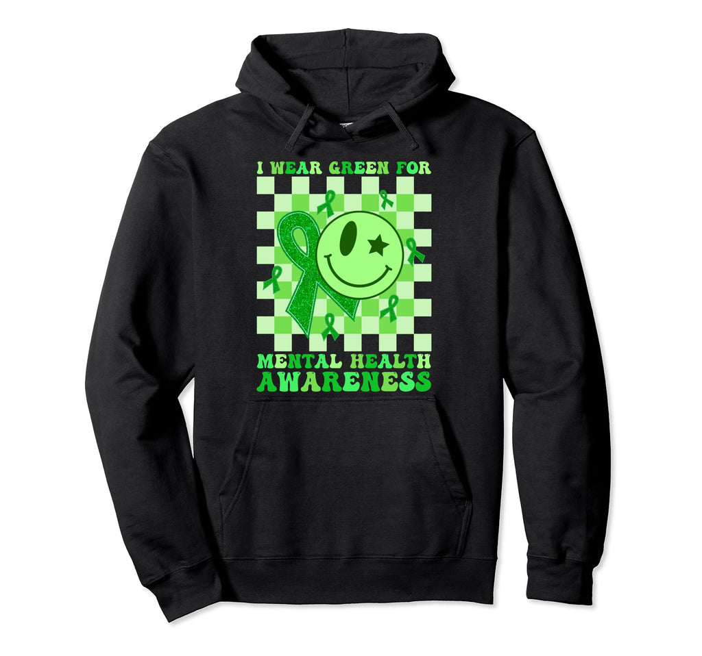 Groovy Green I Wear Green Mental Hoodie - Minimalist Print Men Women - T-Shirt, Sweatshirt, Hoodie