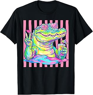 Preppy Alligator Heart Sunglasses Striped Aesthetic Summer T-Shirt Unisex T-shirt, Sweatshirt, Hoodie, Long Sleeve Tee - T-Shirt, Sweatshirt, Hoodie