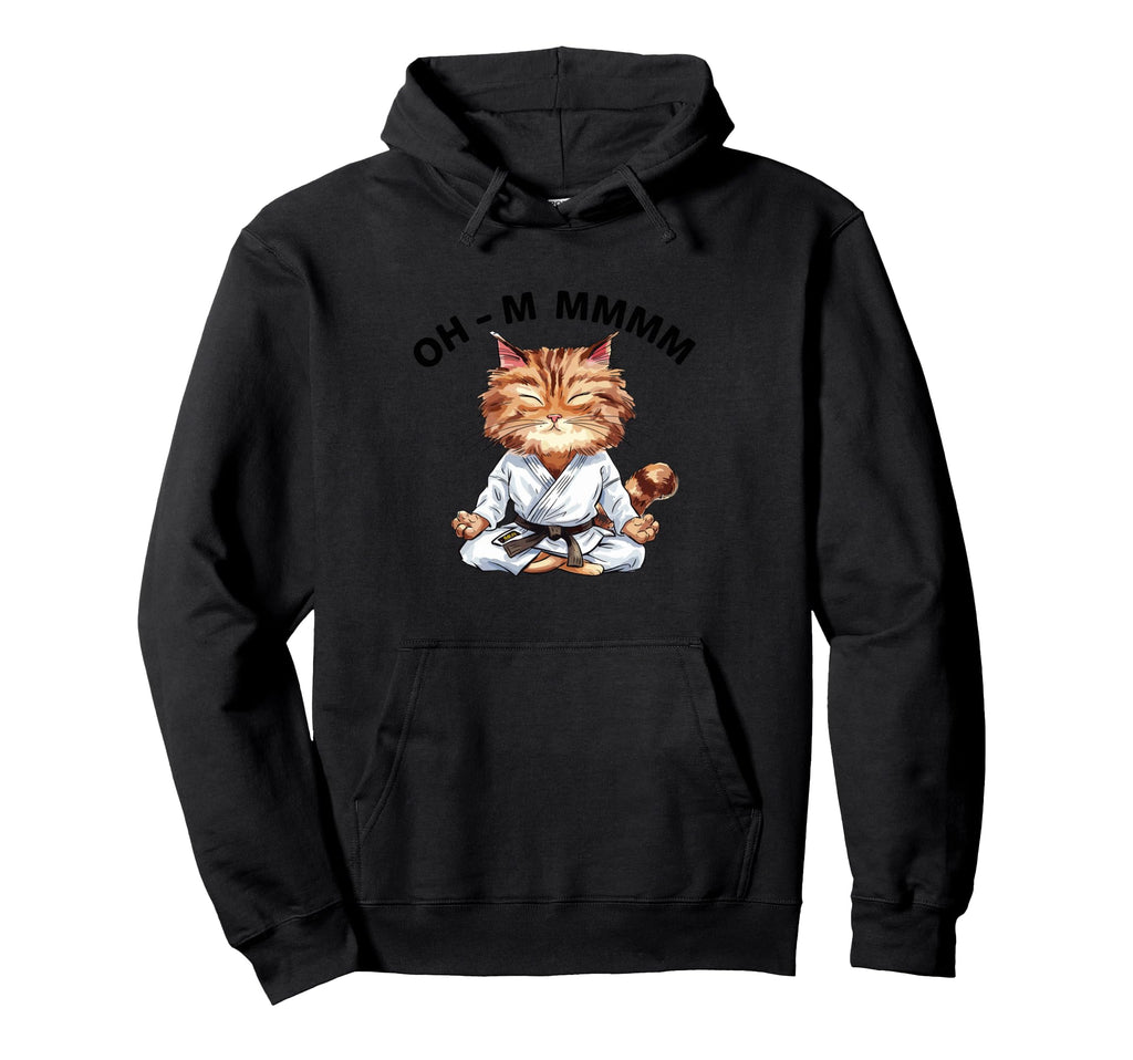 Oh M Mmmm Zen Cat Meditation Hoodie - Minimalist Print for Adults - T-Shirt, Sweatshirt, Hoodie