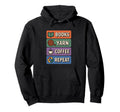Books Yarn Coffee Repeat Crocheter Hoodie - Custom Art Print Men Women - T-Shirt, Sweatshirt, Hoodie