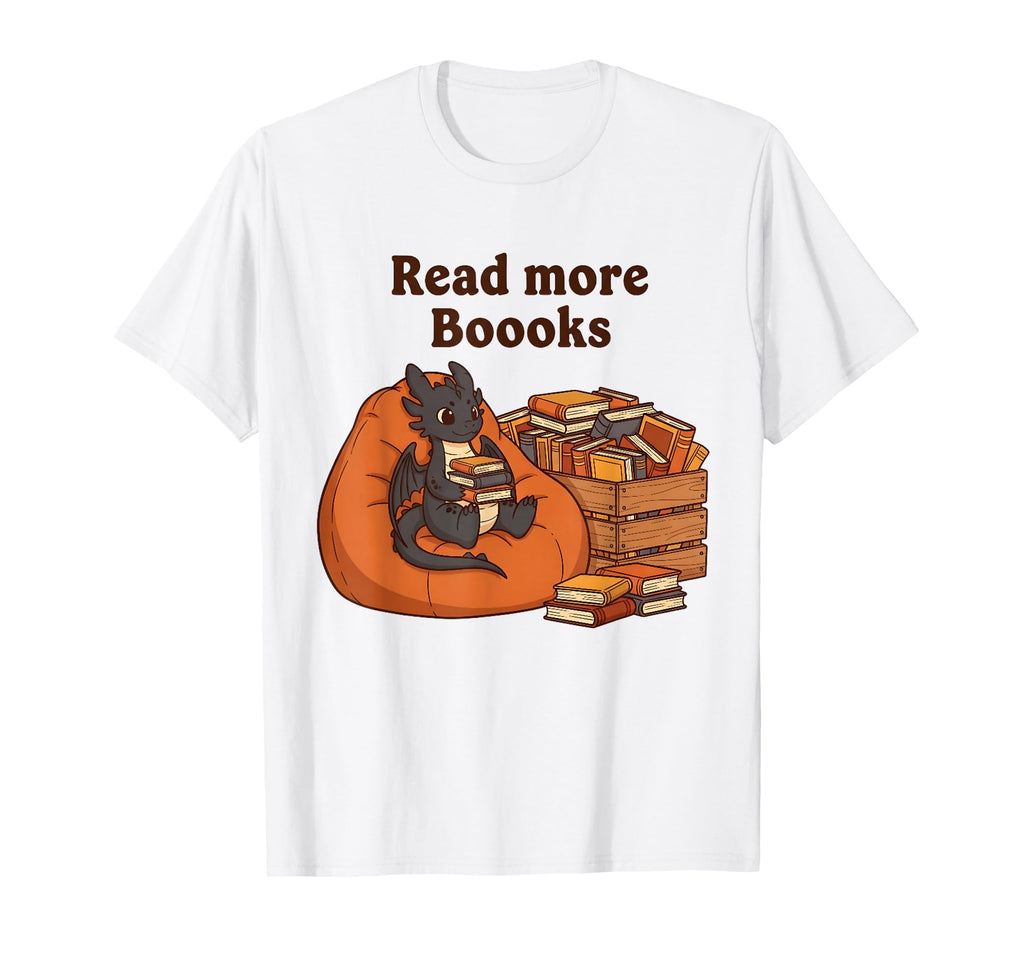Read More Boooks Dragon Reading T-Shirt - Novelty Apparel for Adults - T-Shirt, Sweatshirt, Hoodie