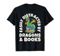 Easily Distracted Dragons Books Dragon T-Shirt - Trendy Graphic Unisex - T-Shirt, Sweatshirt, Hoodie