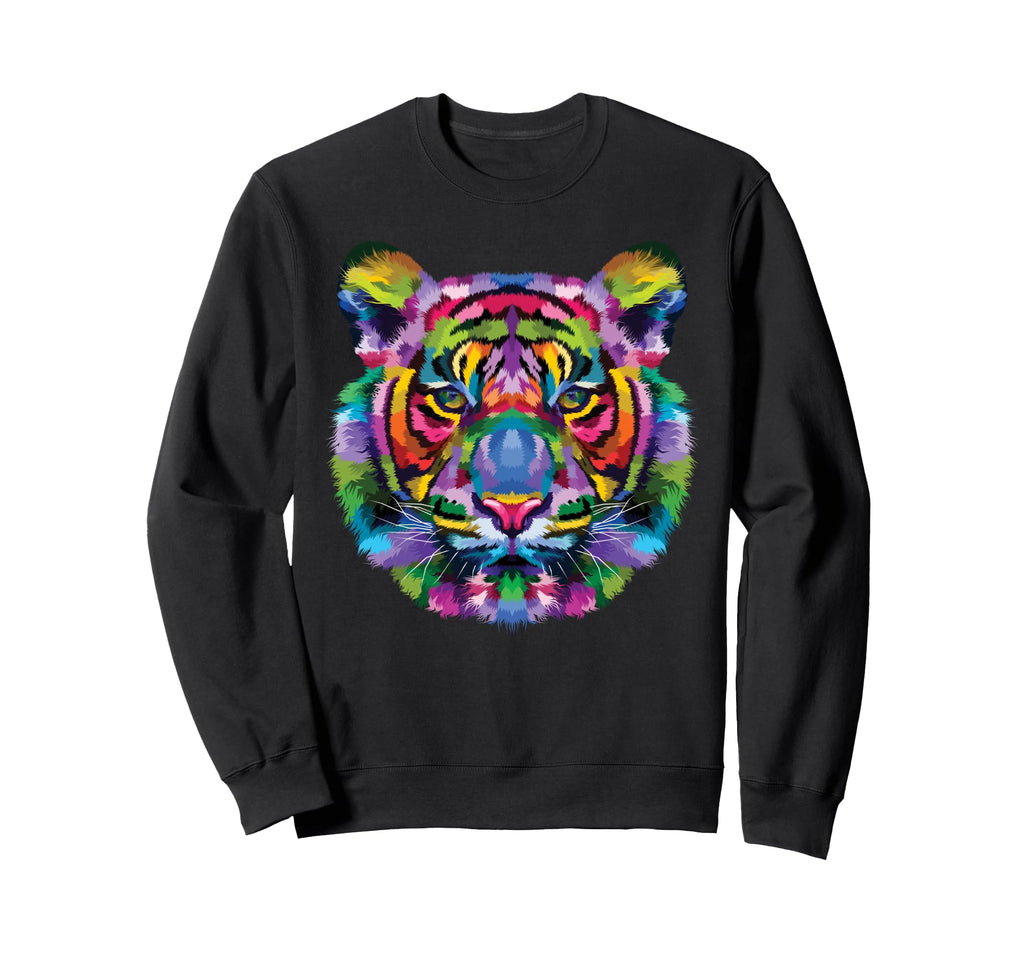 Rainbow Tiger Head Vibrant Royalty Sweatshirt - Trendy Graphic Men Women - T-Shirt, Sweatshirt, Hoodie