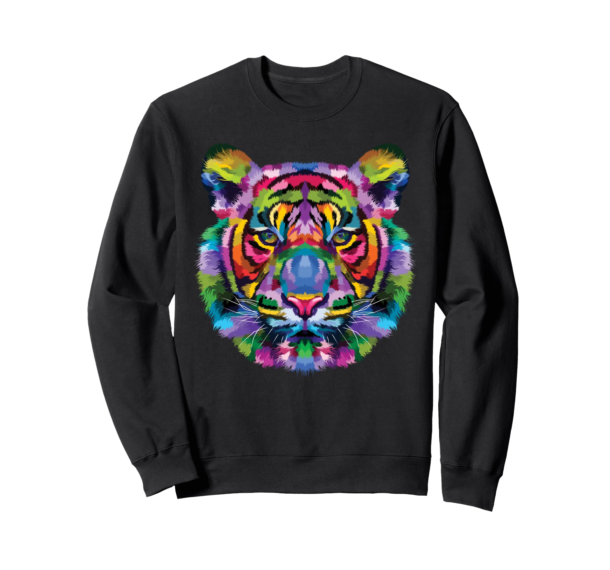Rainbow Tiger Head Vibrant Royalty Sweatshirt - Trendy Graphic Men Women - T-Shirt, Sweatshirt, Hoodie