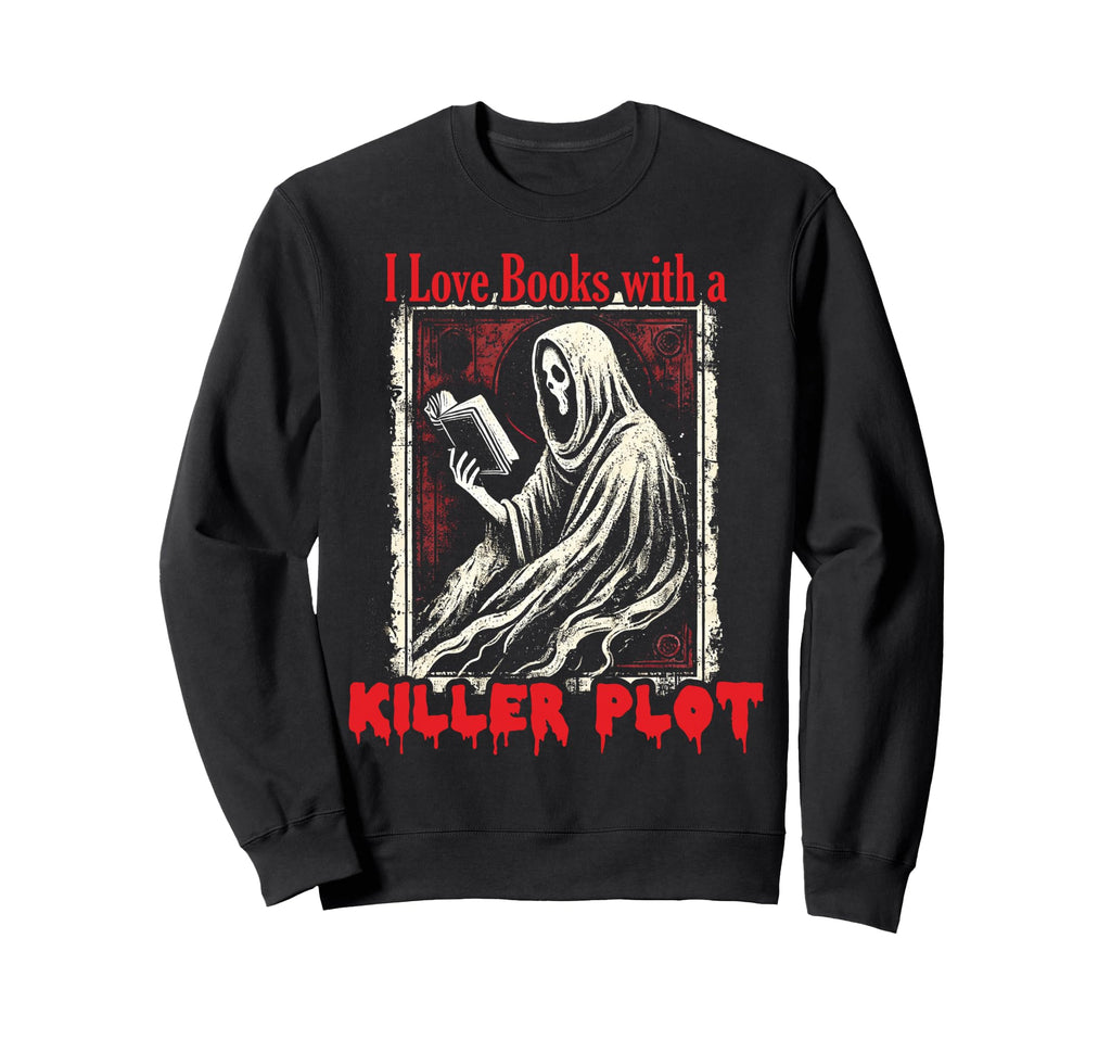 Bookish Ghost Reading Book Nerd Sweatshirt - Custom Art Print Men Women - T-Shirt, Sweatshirt, Hoodie