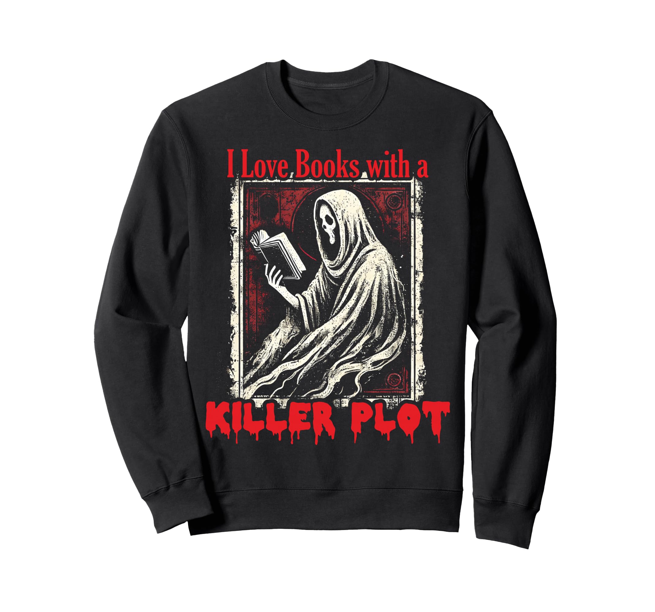 Bookish Ghost Reading Book Nerd Sweatshirt - Custom Art Print Men Women - T-Shirt, Sweatshirt, Hoodie