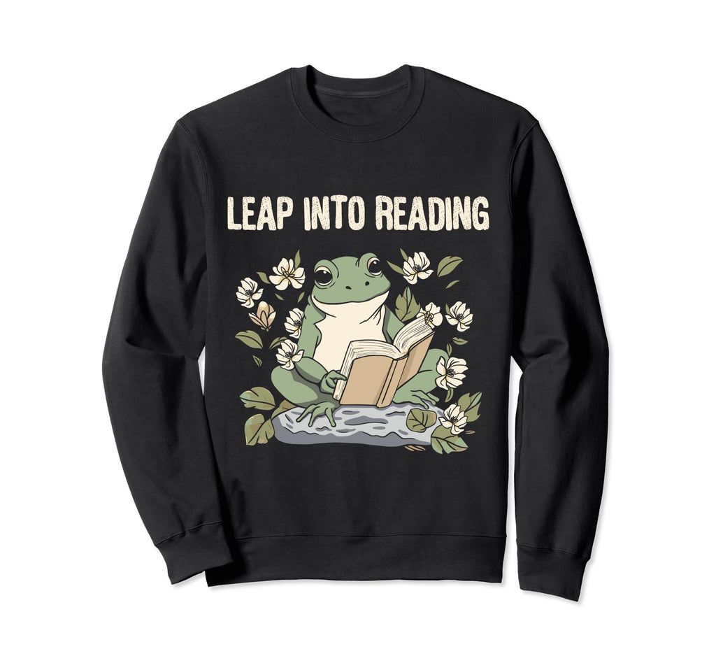 Leap Into Reading Book Lover Bookish Sweatshirt - Graphic Print Men Women - T-Shirt, Sweatshirt, Hoodie